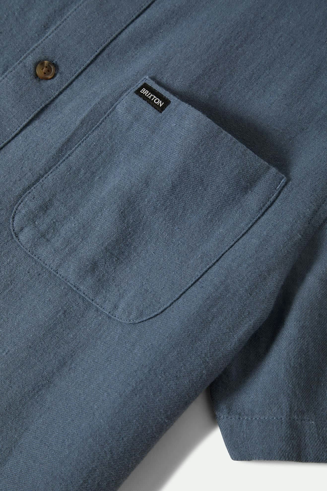 Premium Organic Cotton Linen Blend Short Sleeve Shirt for Men - Breathable Azure Blue Casual Shirt - Perfect for Summer Outings, Beach Vacations & Office Wear