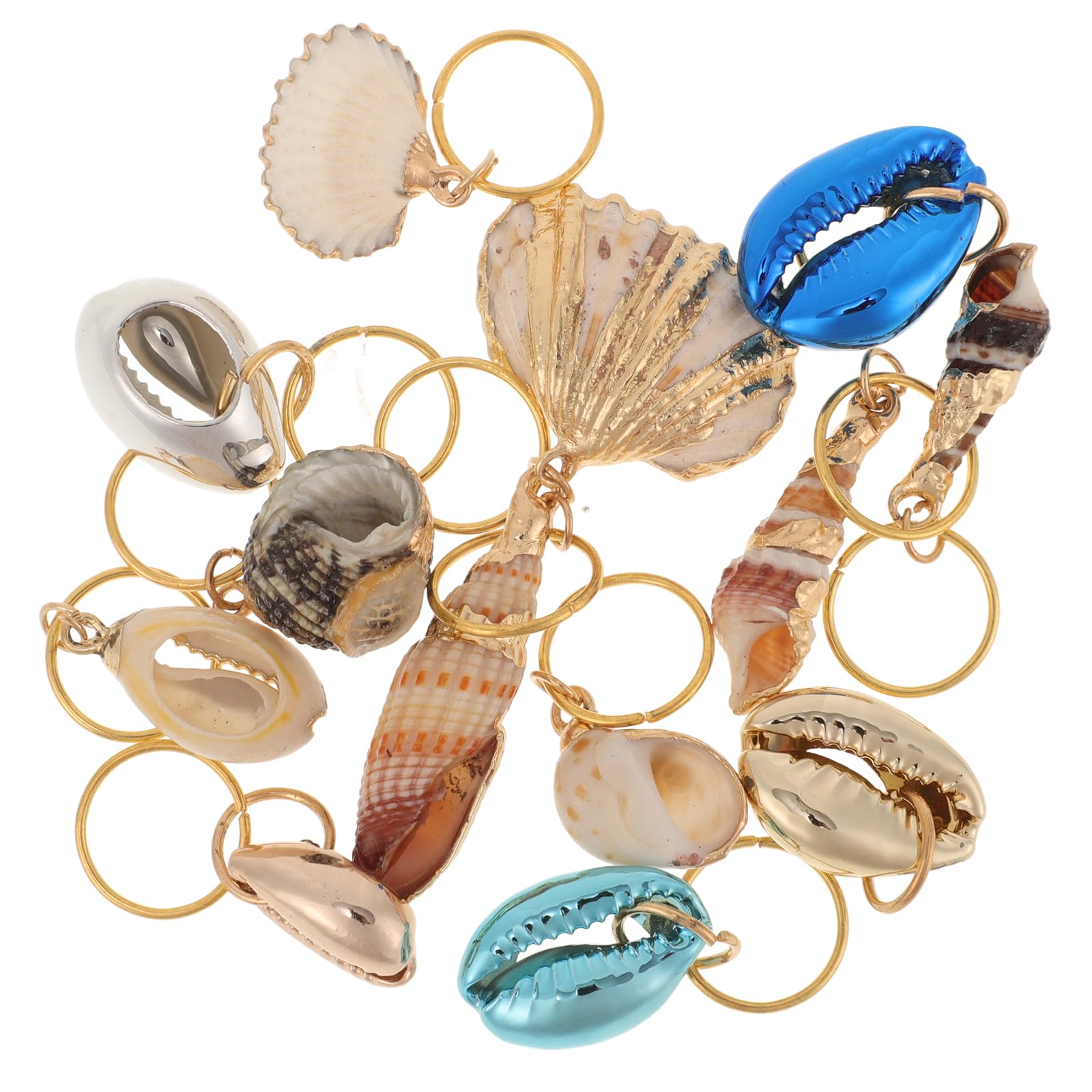 EXCEART 13pcs Dreadlock Accessories Set - Shell Headpiece, Hair Braid Rings, Ocean Conch Pendants & Enamel Charms for DIY Jewelry Making | Perfect for Boho Hairstyles, Festival Hair Decor & Beach Wedding Accessories