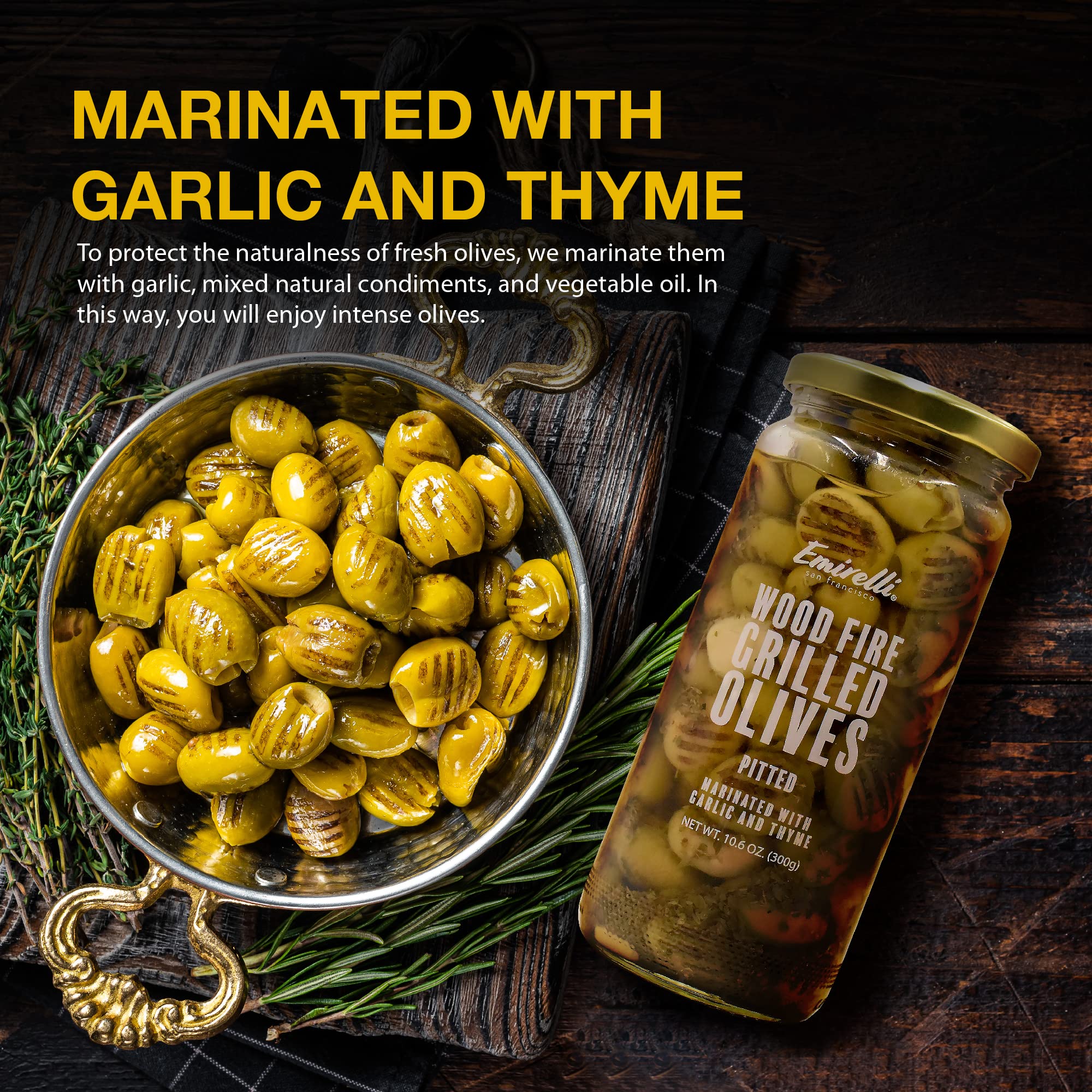 Premium Grilled & Pitted Green Olives - Hand-Picked Turkish Marinated Olives in Fresh Spices (6 Pack) | Perfect for Charcuterie Boards, Mediterranean Dishes & Healthy Snacking