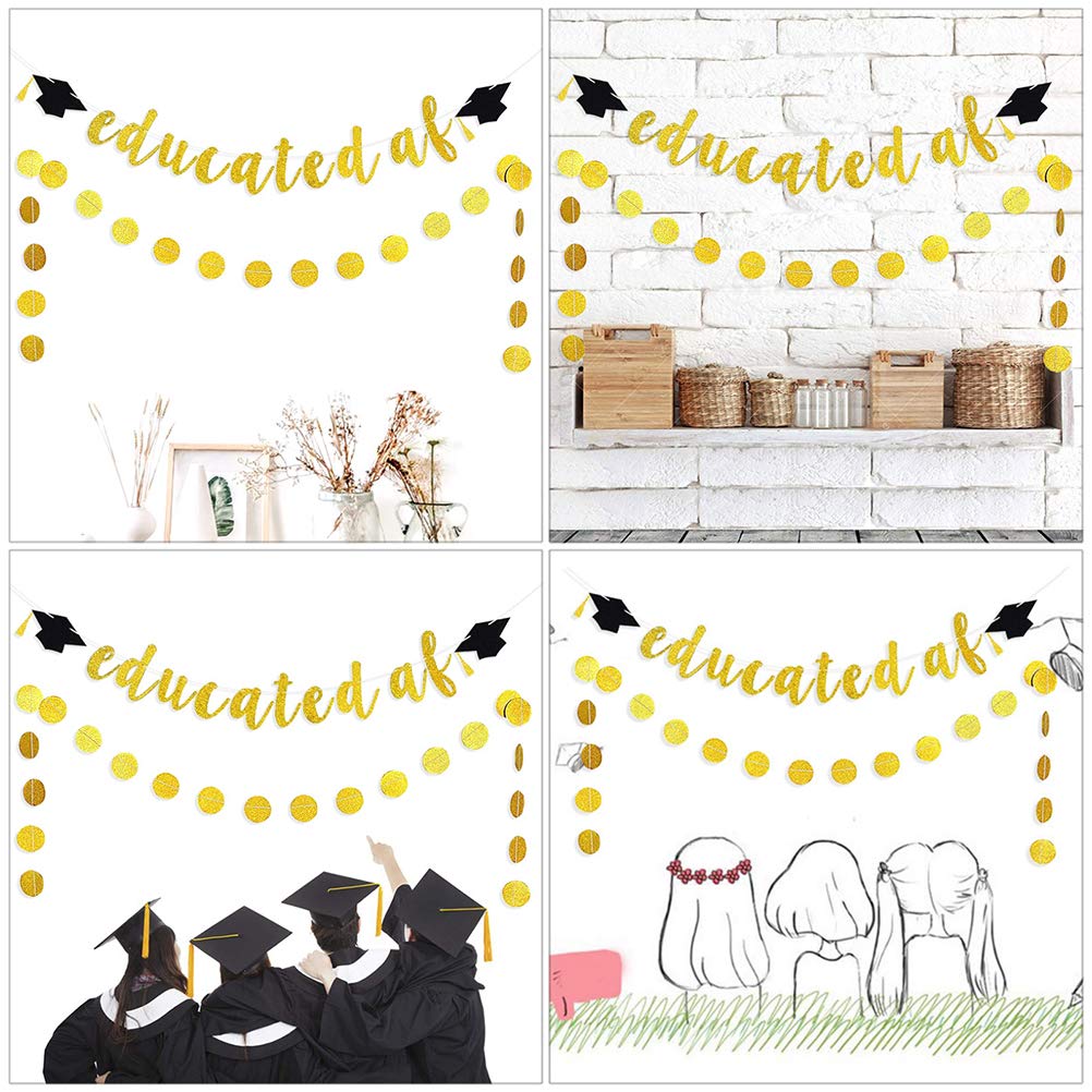 ABOOFAN Graduation Glitter Banner Set - High School & College Graduation Party Decorations, Cap & Doctor Hat Paper Decor - Perfect for Graduation Ceremonies, Photo Booths & Celebration Parties