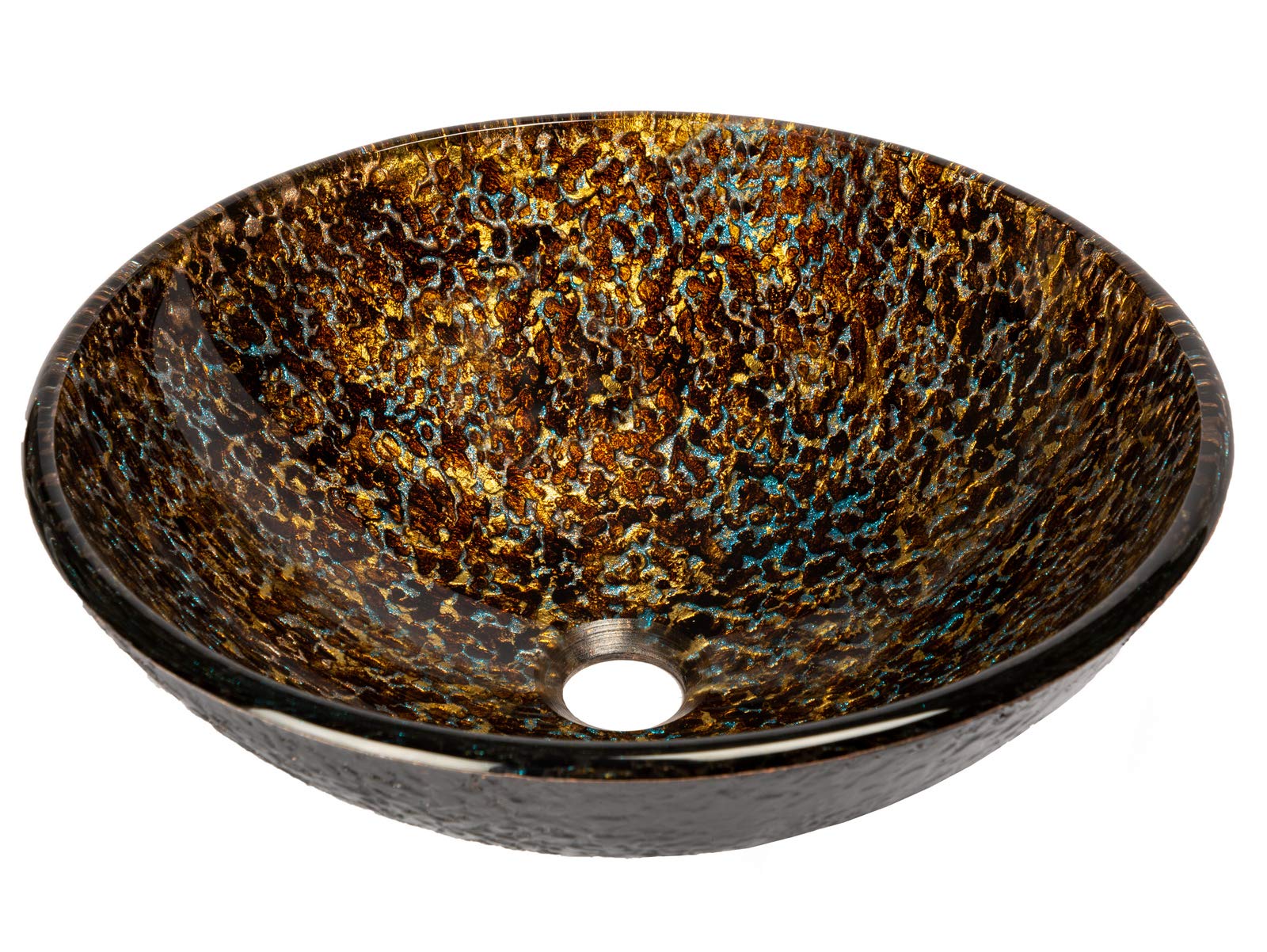Electric Leopard Textured Round Glass Above Counter Vessel Sink - Modern Bathroom Vanity Sink for Contemporary Home Decor
