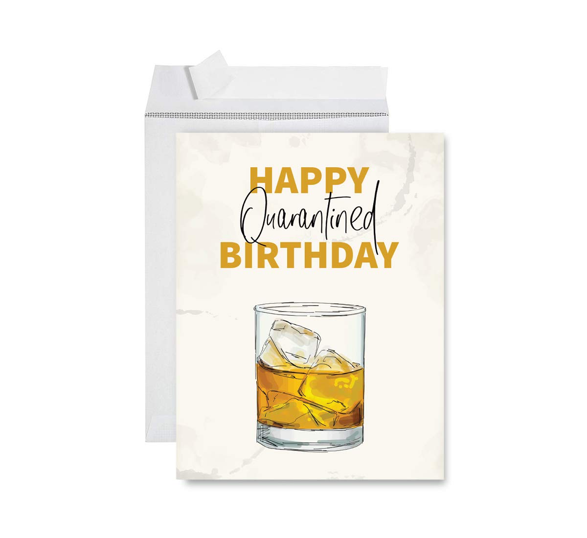 Funny Whiskey Glass Happy Birthday Jumbo Card - 8.5 x 11 Inch Social Distance Greeting Card for Him & Her (1-Pack) - Perfect for Virtual Celebrations & Long-Distance Birthday Wishes