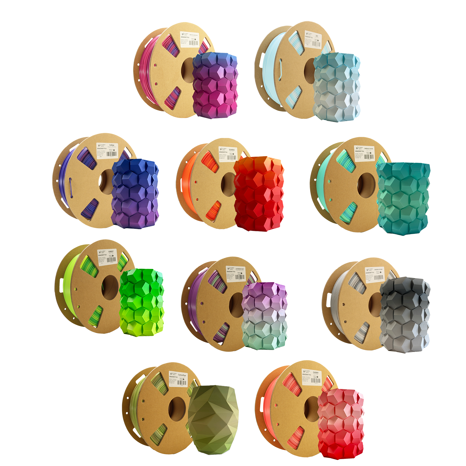Premium Gradient PLA Filament 1.75mm 1kg Spool - Vibrant Color Changing 3D Printing Material for Cosplay, Art & Home Decor Projects
