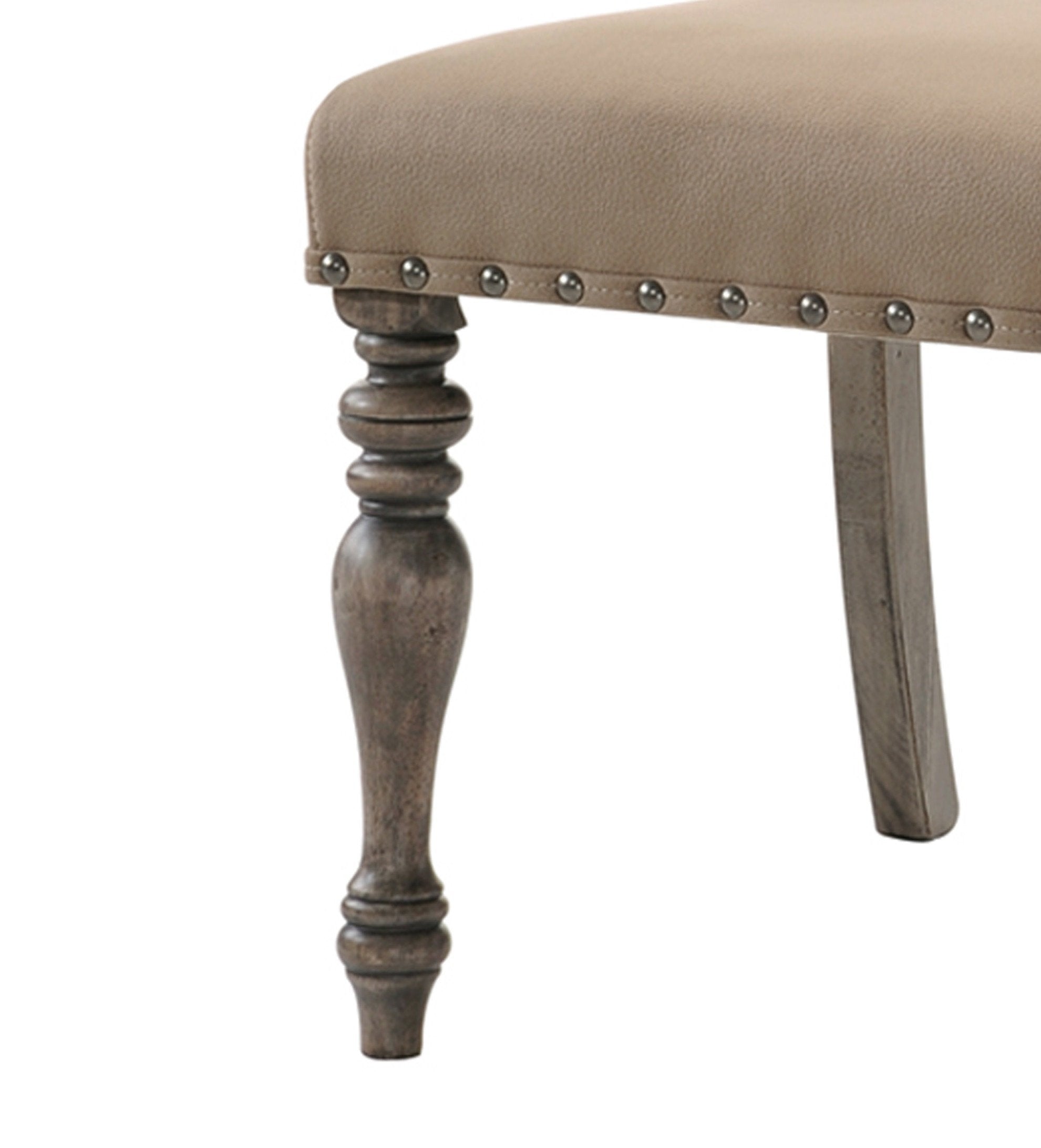 Roundhill Furniture Birmingham Script Printed Driftwood Finish Dining Chair with Nailhead Trim - Set of 2 - Farmhouse Style Kitchen & Dining Room Seating for Home Decor