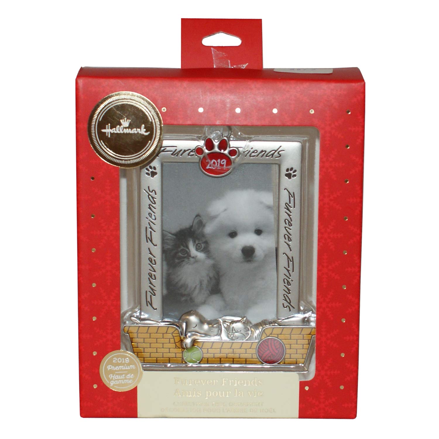 Hallmark Furever Friends 2019 Christmas Picture Frame Ornament - Perfect for Pet Lovers, Holiday Tree Decor & Keepsake Gift for Cat and Dog Owners