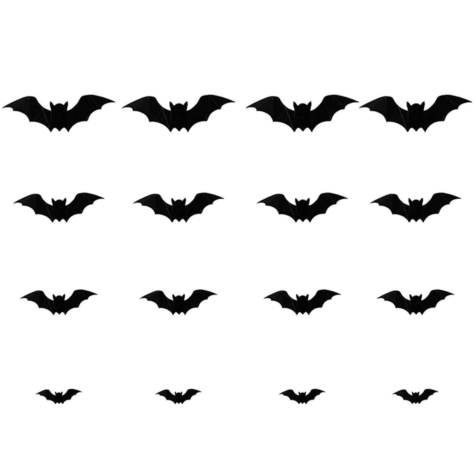 3D Halloween Bat Wall Stickers - 64pcs PVC Stereo Decorative Stickers for Home, Fridge, Windows & Doors - Black One Size - Perfect for Halloween Party Decor, Spooky Room Makeover & Themed Events