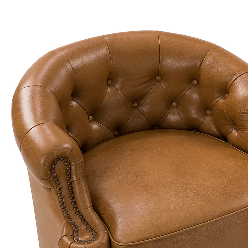 Alonso Classic Chesterfield Genuine Leather Swivel Chair - Premium Office Chair with Button Tufted Back & 360° Rotation - Perfect for Home Office, Study Room & Executive Workspace