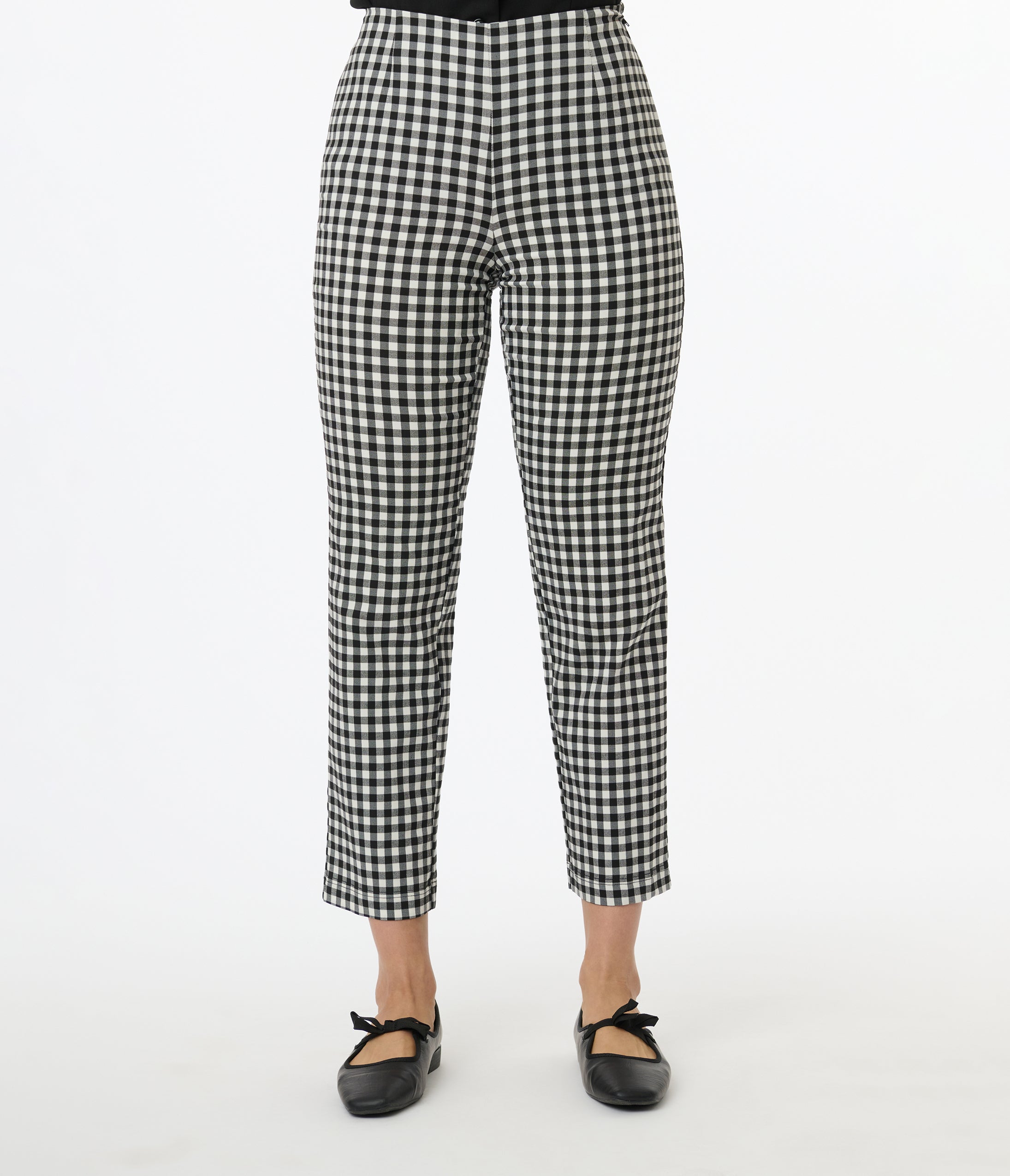 Vintage 1960s Black & White Gingham High Waisted Cigarette Pants for Women - Retro 60s Style Slim Fit Trousers - Perfect for Office Wear, Cocktail Parties & Vintage Fashion Outfits