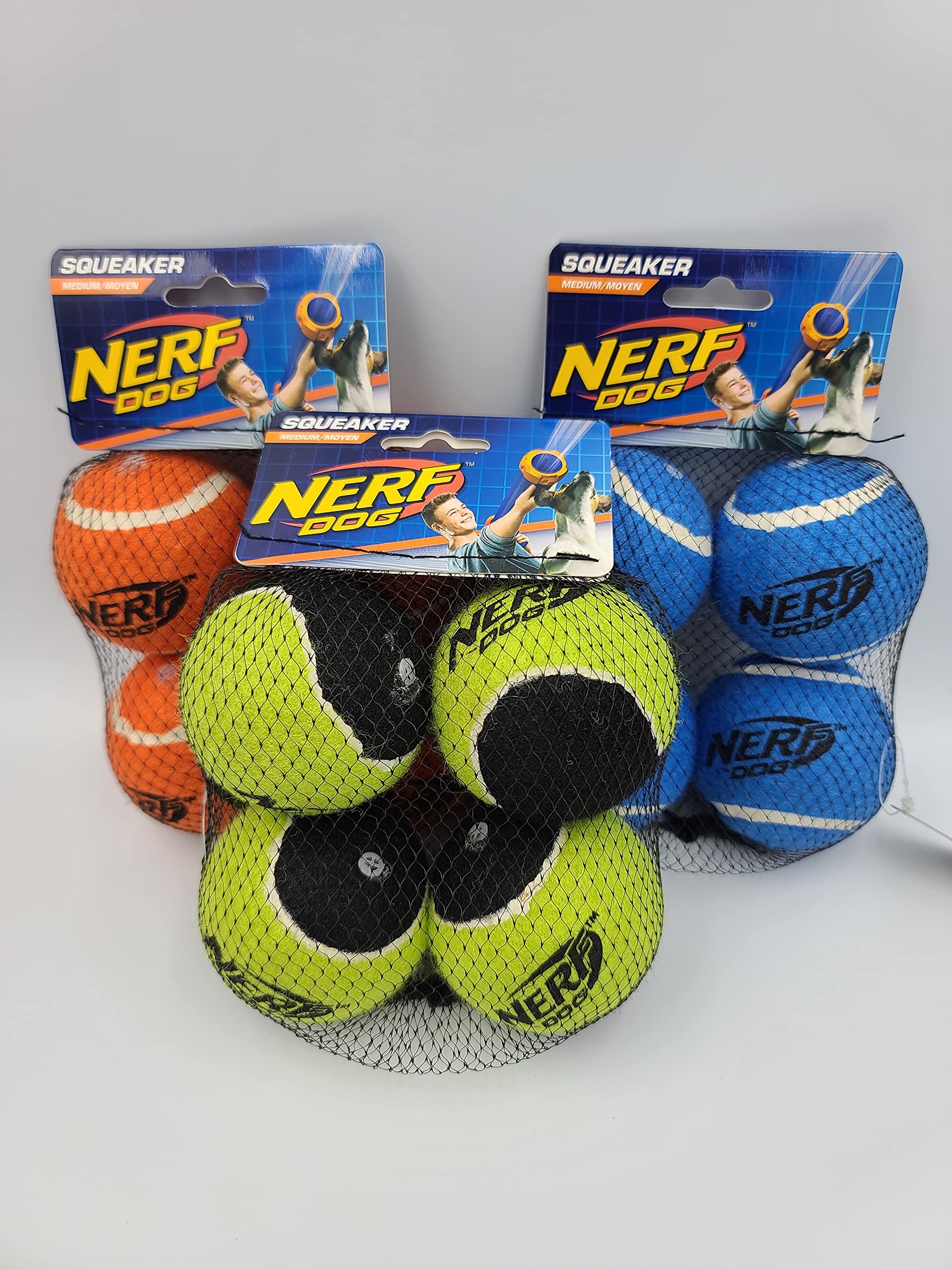 12 Pack Durable Dog Squeaky Tennis Ball Toys - Colorful Chew Toys for Small & Large Dogs - Perfect for Fetch, Training & Outdoor Play