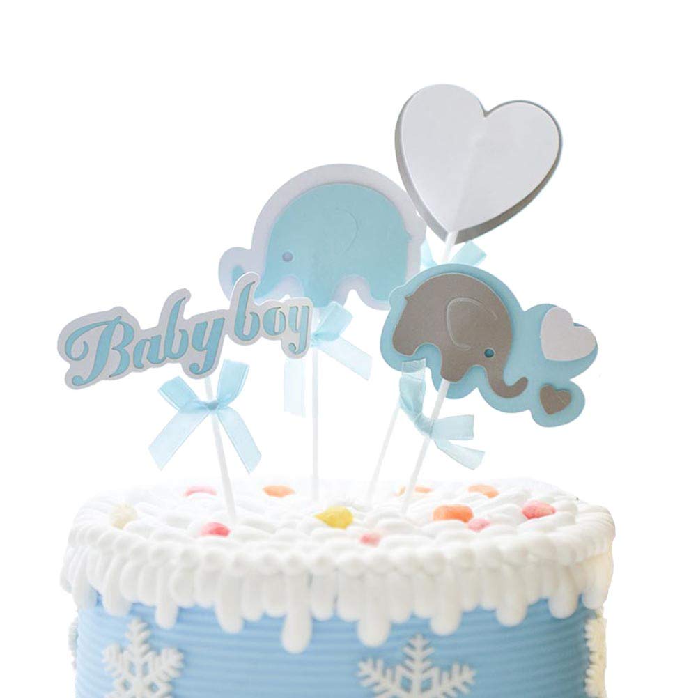 iFundom Blue Birthday Cake Topper - Cute Baby Shower & Kids Party Decoration - Cake Insert Card for Infant Celebrations - Perfect for 1st Birthday Cakes & Gender Reveal Parties