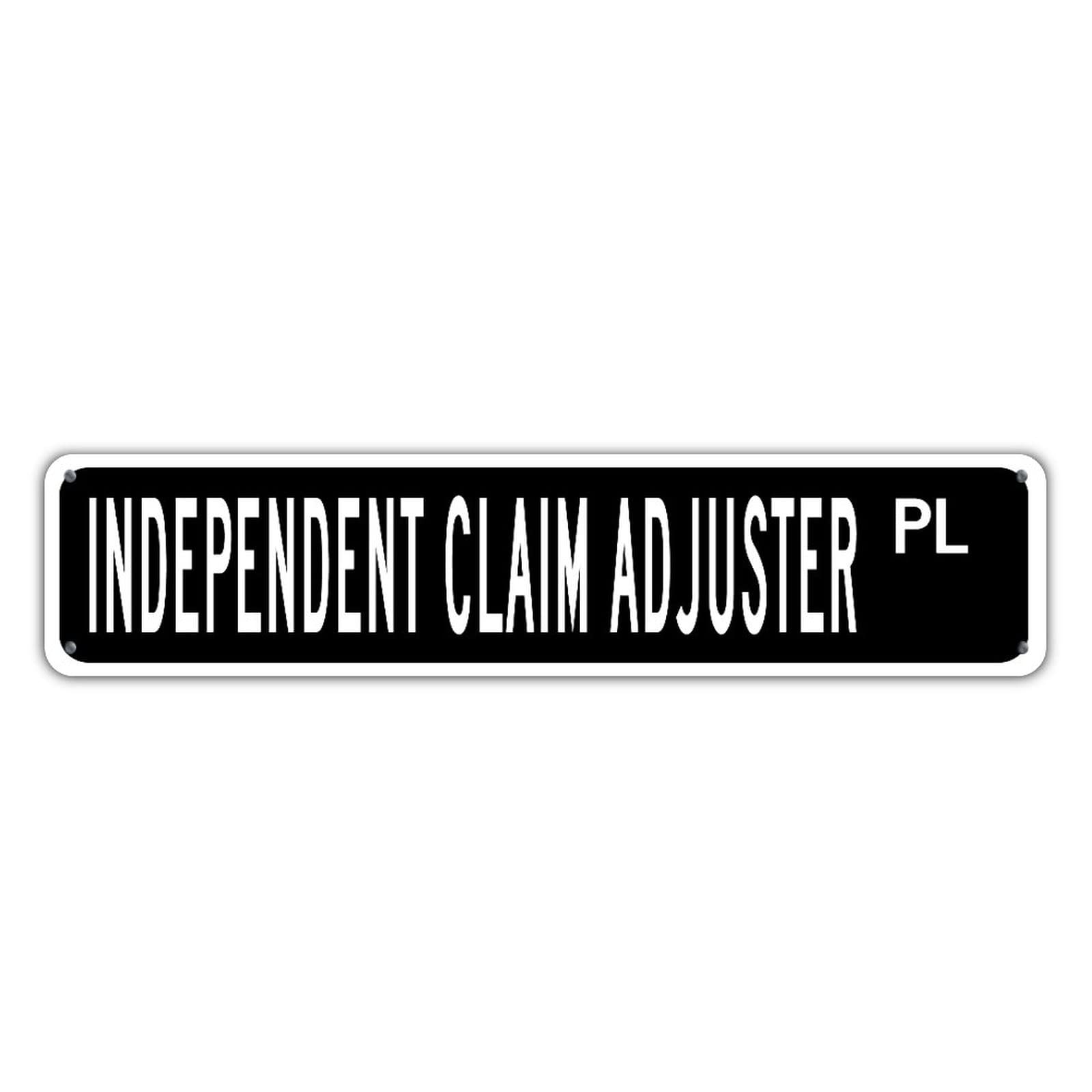 Personalized Independent Claim Adjuster PL Retro Black Office Sign - Water-Resistant Metal Wall Decor for Office, Bedroom, Bathroom - 4x18 Inch Rectangle - Perfect for Professional Spaces & Home Decor