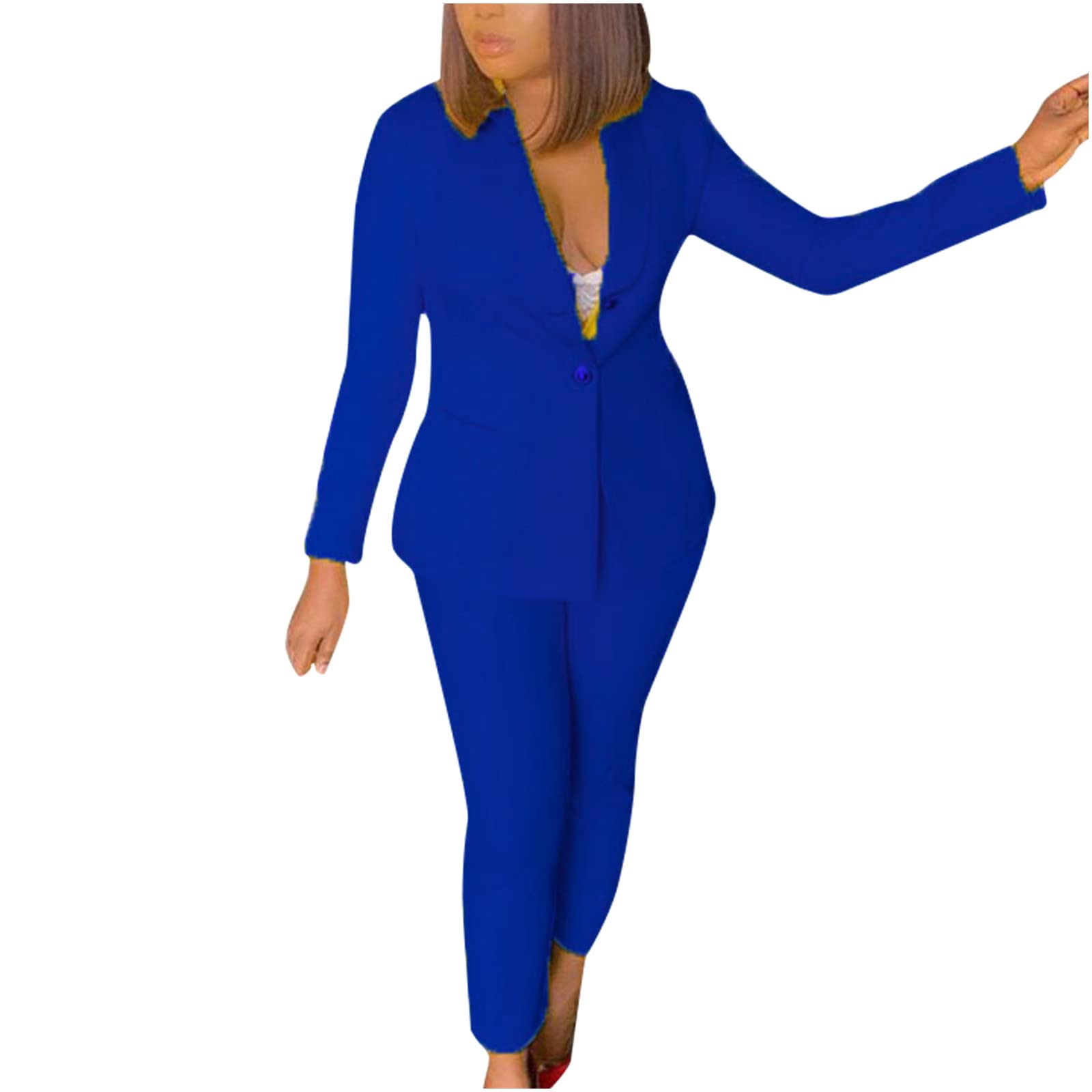 2 Piece Women's Professional Blazer Suit Set - Plus Size Work Jacket & Pants for Business Office, Fitted Long Sleeve Tops | Formal Attire for Career Women & Corporate Meetings