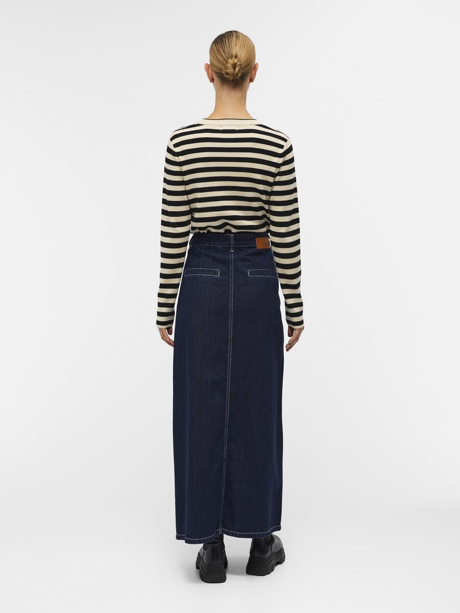 Lea Denim Maxi Skirt for Women - Dark Blue Denim Long Skirt with Side Slits | Perfect for Casual Outings, Beach Vacations & Boho Style Outfits