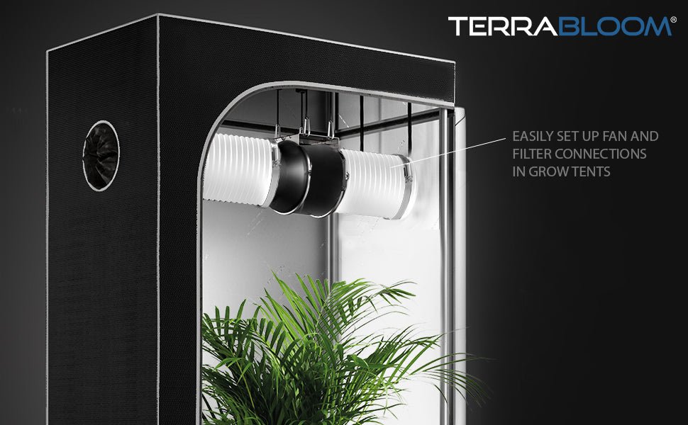 TerraBloom 8 Inch Air Duct 25 FT Long - White Flexible Ducting with 2 Clamps for HVAC, Grow Tents & Ventilation Systems