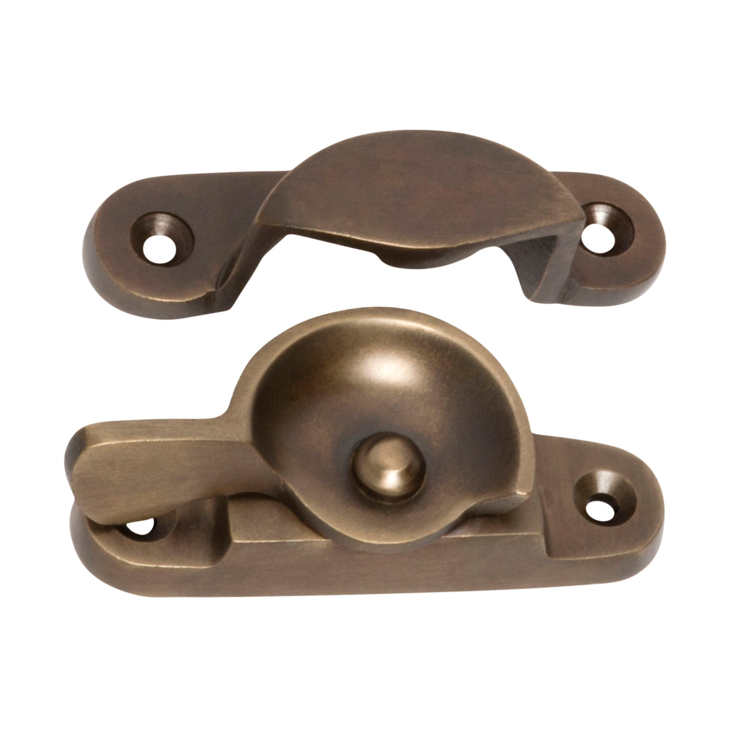 Antique Brass Sash Fastener 2300 - Classic 65mm x 25mm Window Hardware for Victorian Homes & Historic Restoration Projects