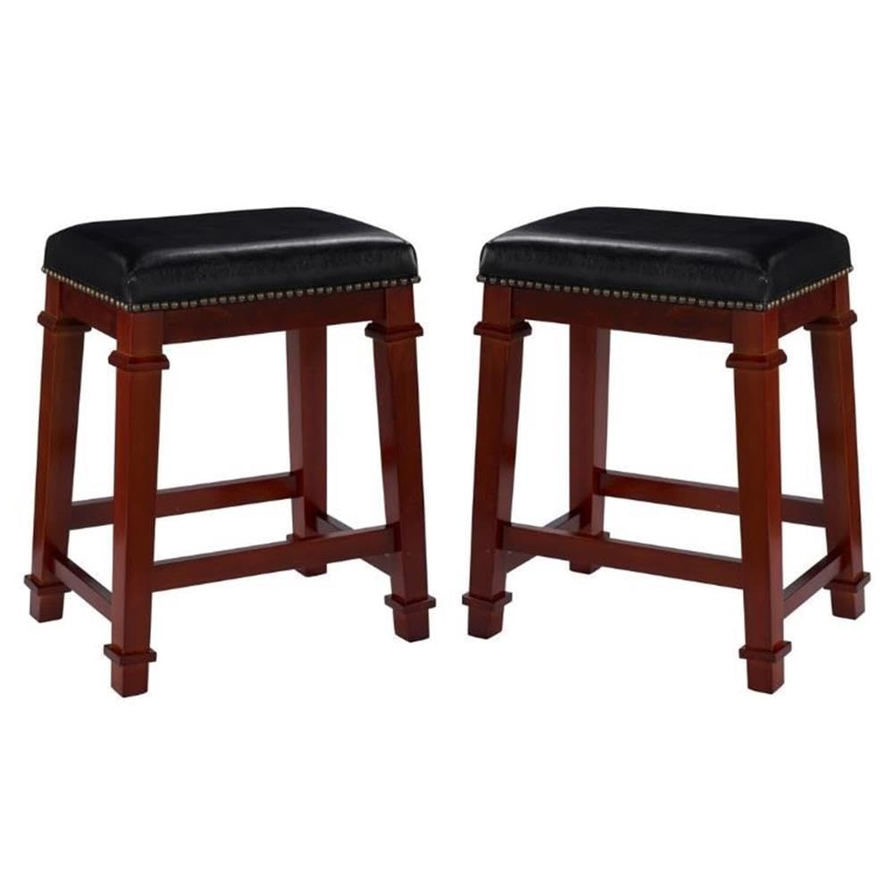 2-Piece Cherry Brown Wood Counter Stool Set 24