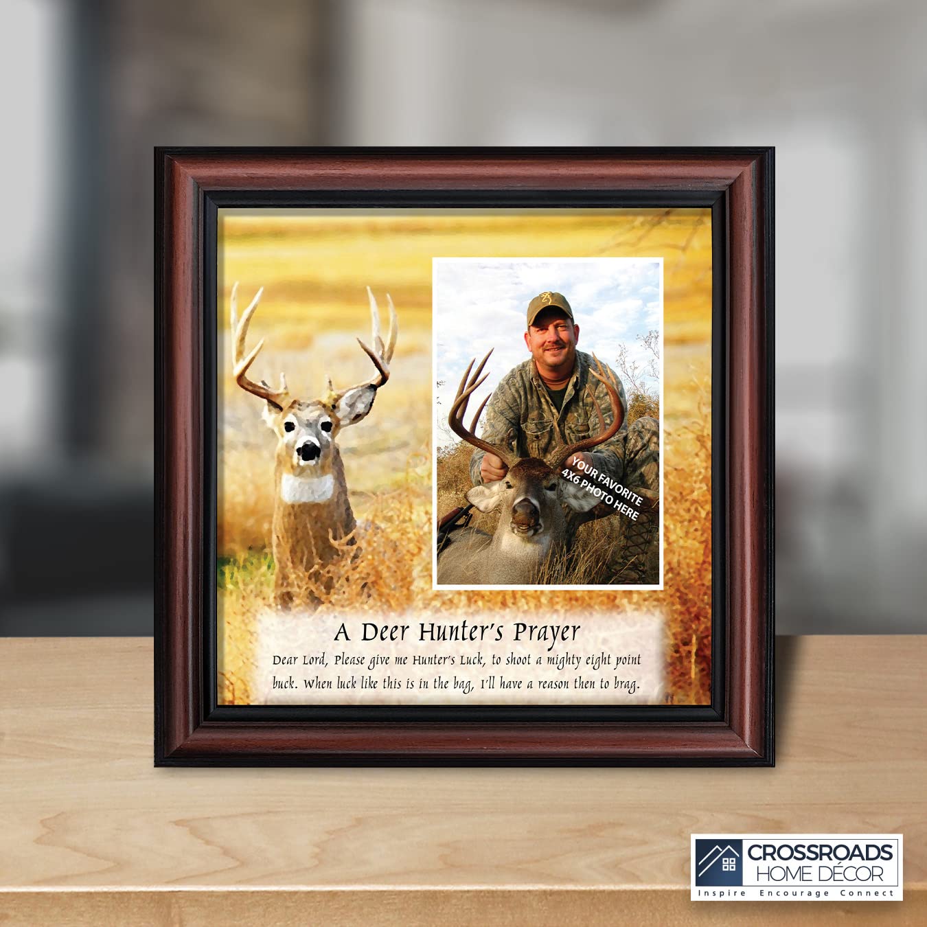 Crossroads Home Décor A Deer Hunter's Prayer Framed Hunting Picture 9707W - Rustic Cabin Wall Art for Hunting Lodge, Man Cave & Outdoor Enthusiast Decor