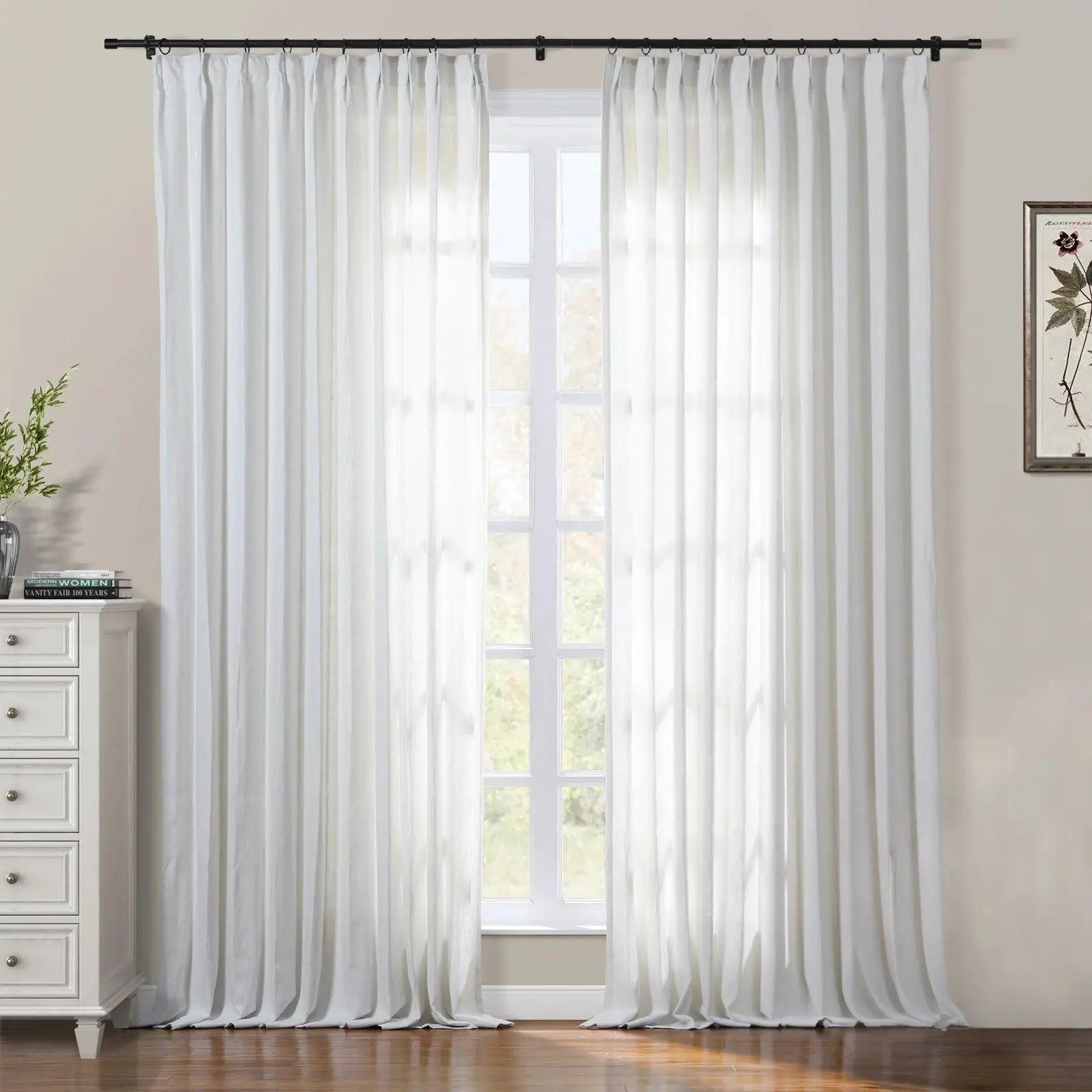 Stylish Sarai Textured Metallic Cotton Blend Pleated Curtains - Elegant Window Treatment for Living Room & Bedroom Decor