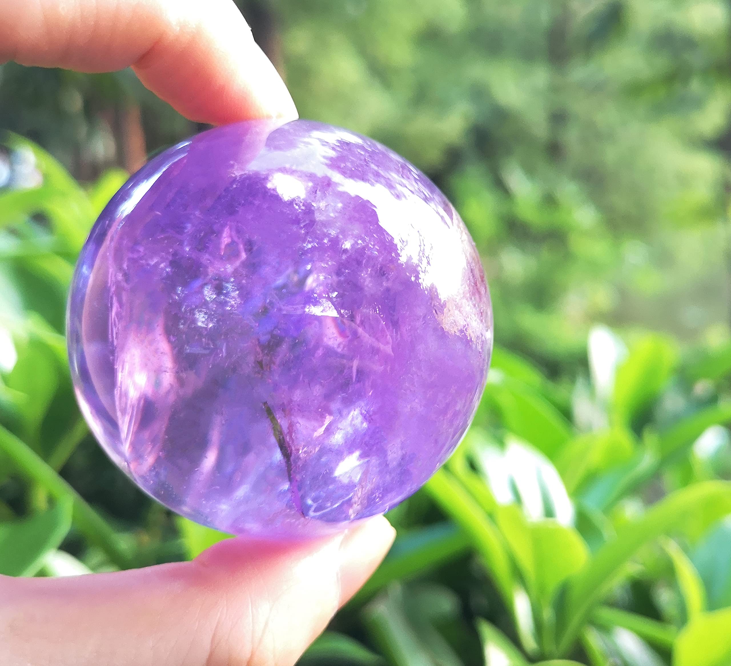 Premium Amethyst Crystal Sphere - 50mm Natural Purple Healing Stone for Meditation, Energy Work, Feng Shui & Spiritual Growth | Handcrafted Gemstone Ball for Home Decor, Office Display & Holistic Wellness