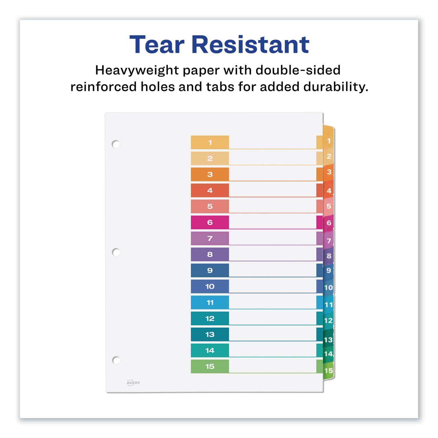 Avery Customizable TOC Ready Index Multicolor Tab Dividers - 15 Tabs (1-15), 8.5