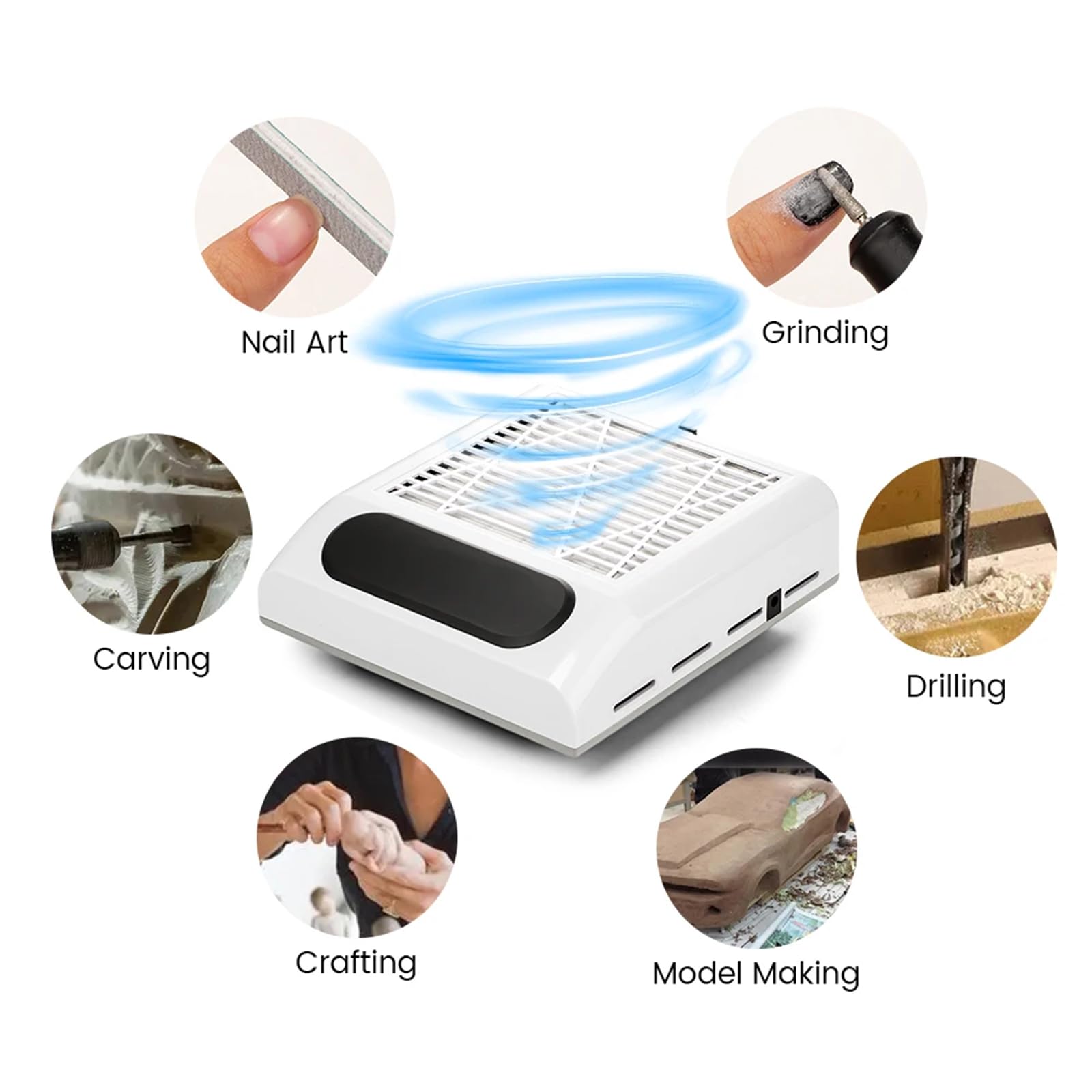 ANMECS 80W Professional Nail Dust Vacuum Cleaner with Adjustable Speed - Manicure Pedicure Dust Collector for Nail Salons & Home Use - Includes Hand Rest Pad (Gold) - Perfect for Nail Technicians & DIY Nail Care
