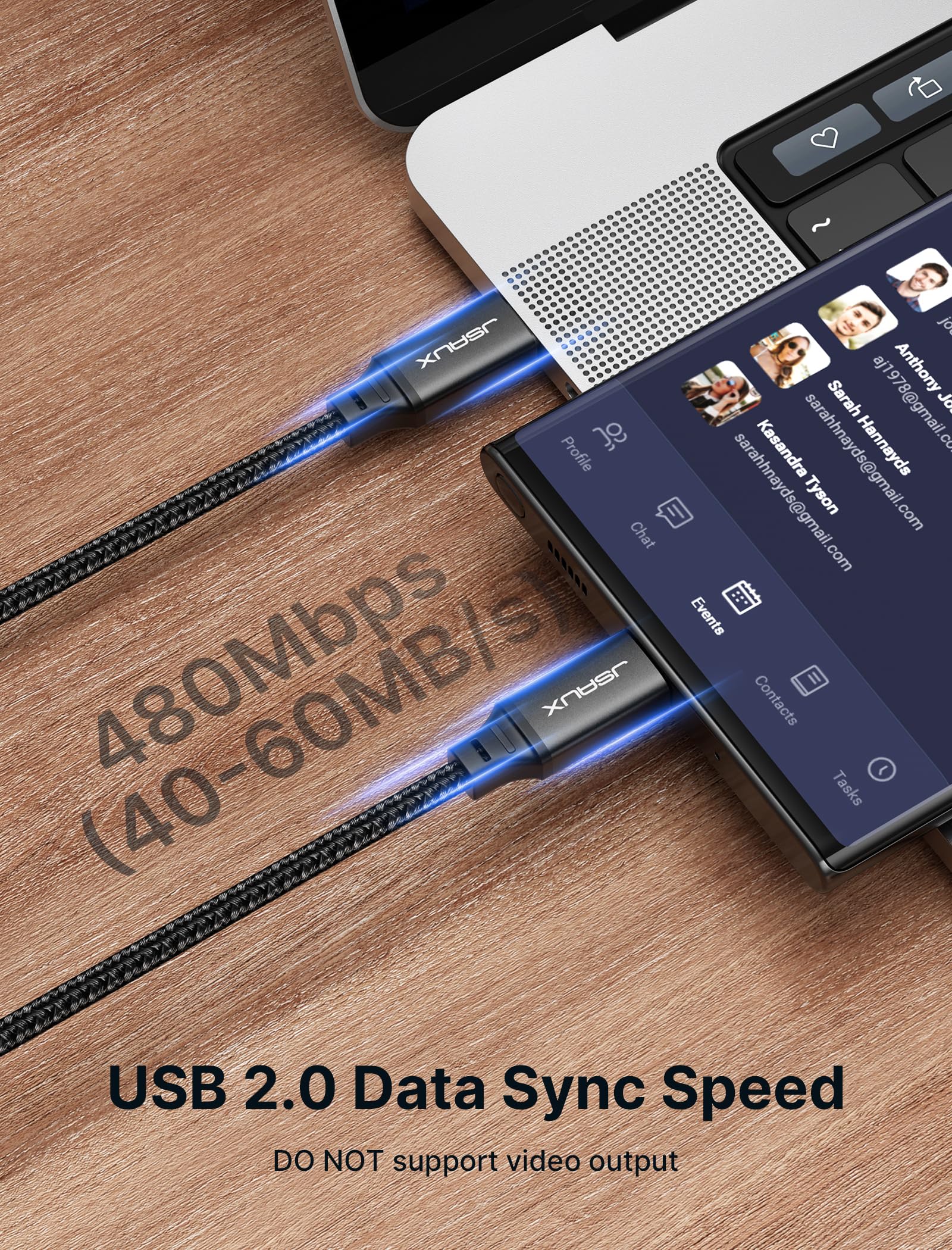 JSAUX 100W USB C to USB C Fast Charging Cable [2-Pack 10FT] - Compatible with MacBook, iPad Pro/Air, iPhone 16/15 Series, Galaxy S24/S23 - High Speed PD Charger for Laptops, Tablets & Phones - Perfect for Home, Office & Travel Charging