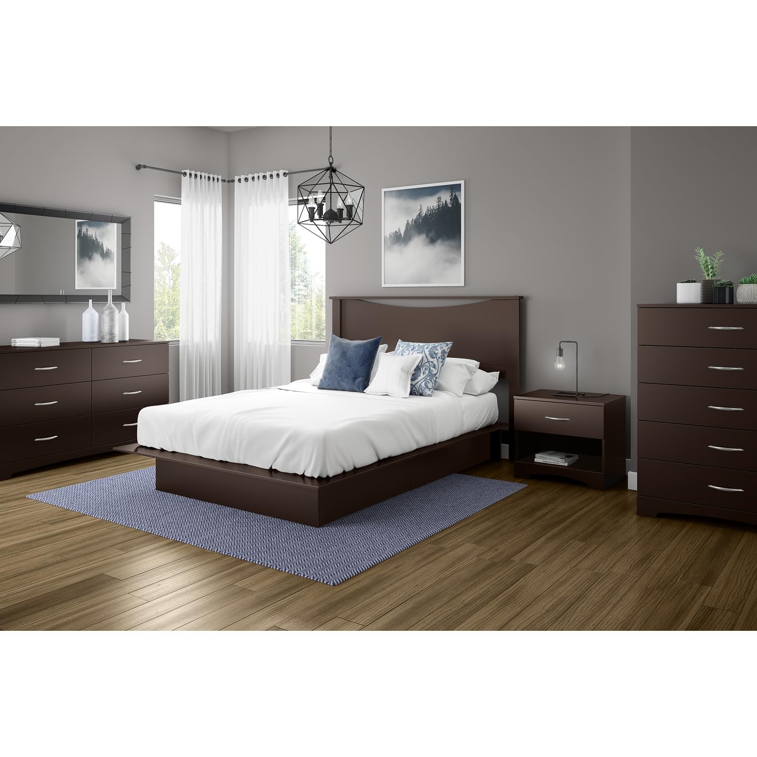 South Shore Step One 6-Drawer Dresser Chest - Contemporary Gray Chocolate Finish - Bedroom Clothing Storage Organizer for Home & Office Use