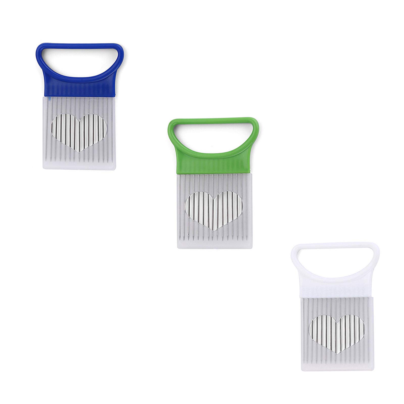 Stainless Steel Onion Holder & Slicer - 3-Piece Handheld Vegetable Chopper Set for Kitchen - Perfect for Dicing Onions, Potatoes & Carrots - Multi-Color Kitchen Gadget for Effortless Food Prep