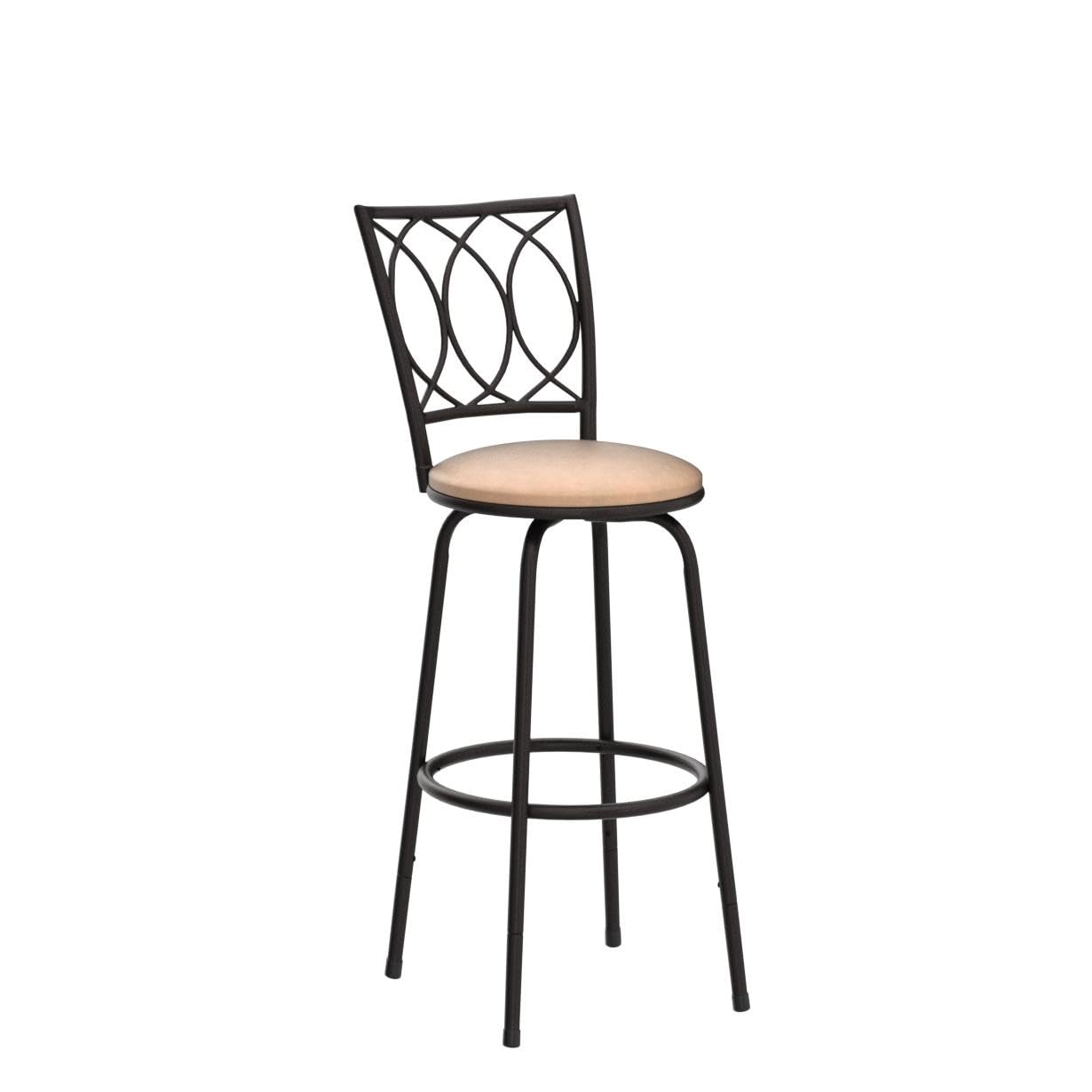 VECELO Adjustable Bar Stools with 360° Swivel Seat & Comfortable Round Cushions - Steel Bistro Pub Chairs for Kitchen Island, Breakfast Nook & Home Bar