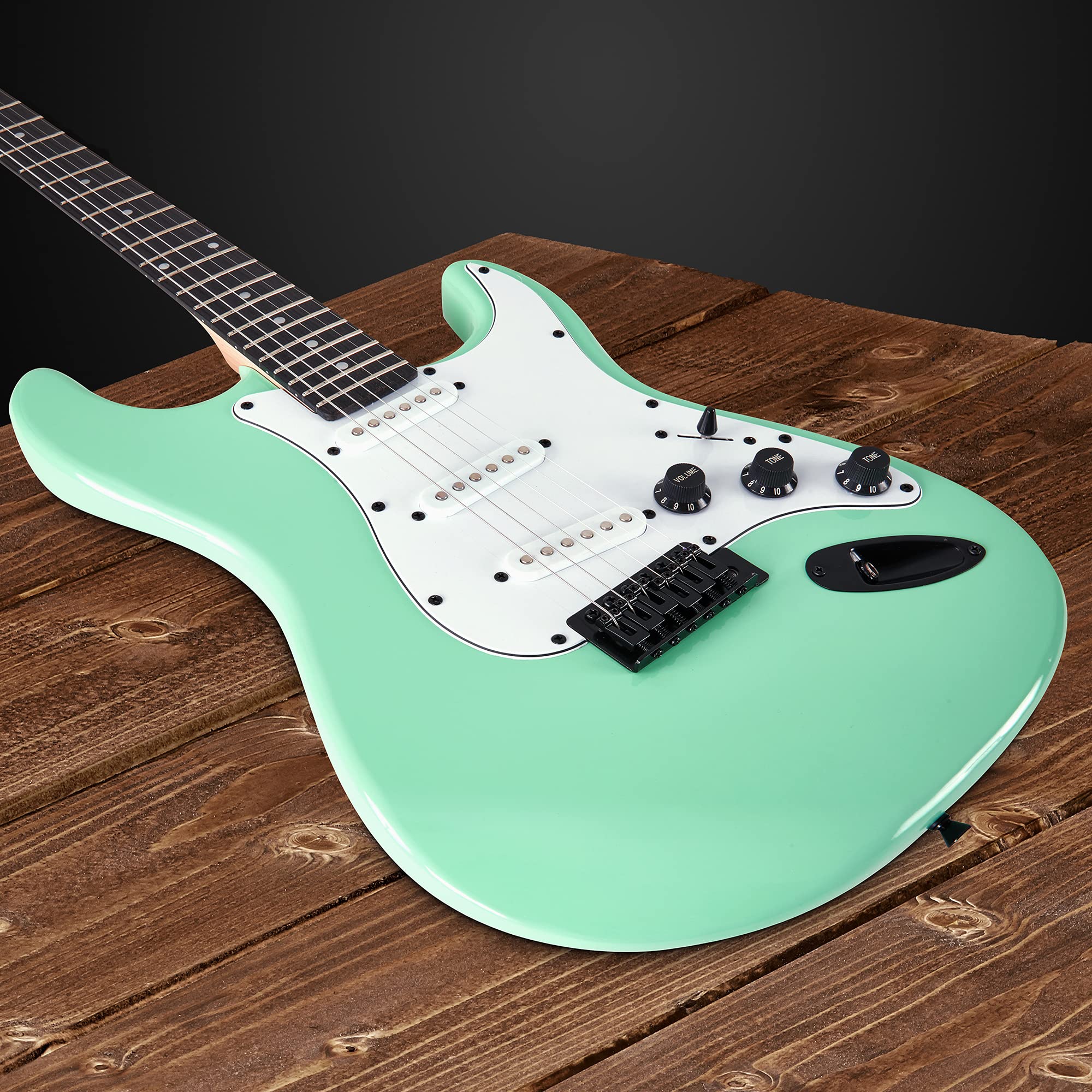 LyxPro 36 Inch 3/4 Size Electric Guitar Kit for Kids & Beginners - Includes Amp, 6 Strings, 2 Picks, Shoulder Strap, Digital Tuner, Cable & Gig Bag (Green) - Perfect for Learning, Practice & Home Performances