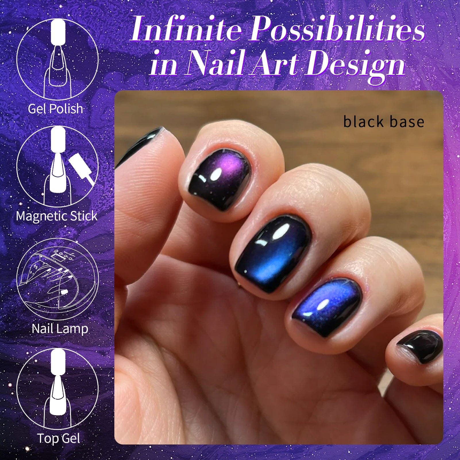 Purple Chameleon Cat Magnetic Gel Polish - MY51 Heaven Purple 15ml Nail Art Kit for Salon & Home Manicure | UV/LED Cured Long Lasting Nail Polish