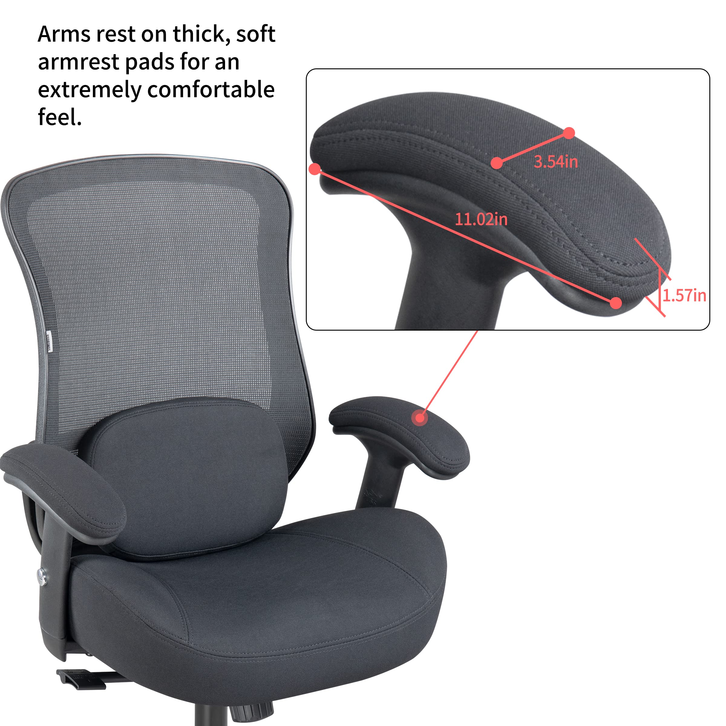 Ergonomic Office Chair with Adjustable Height, Mesh Back & Lumbar Support - Black - Perfect for Home Office, Gaming & Computer Workstations