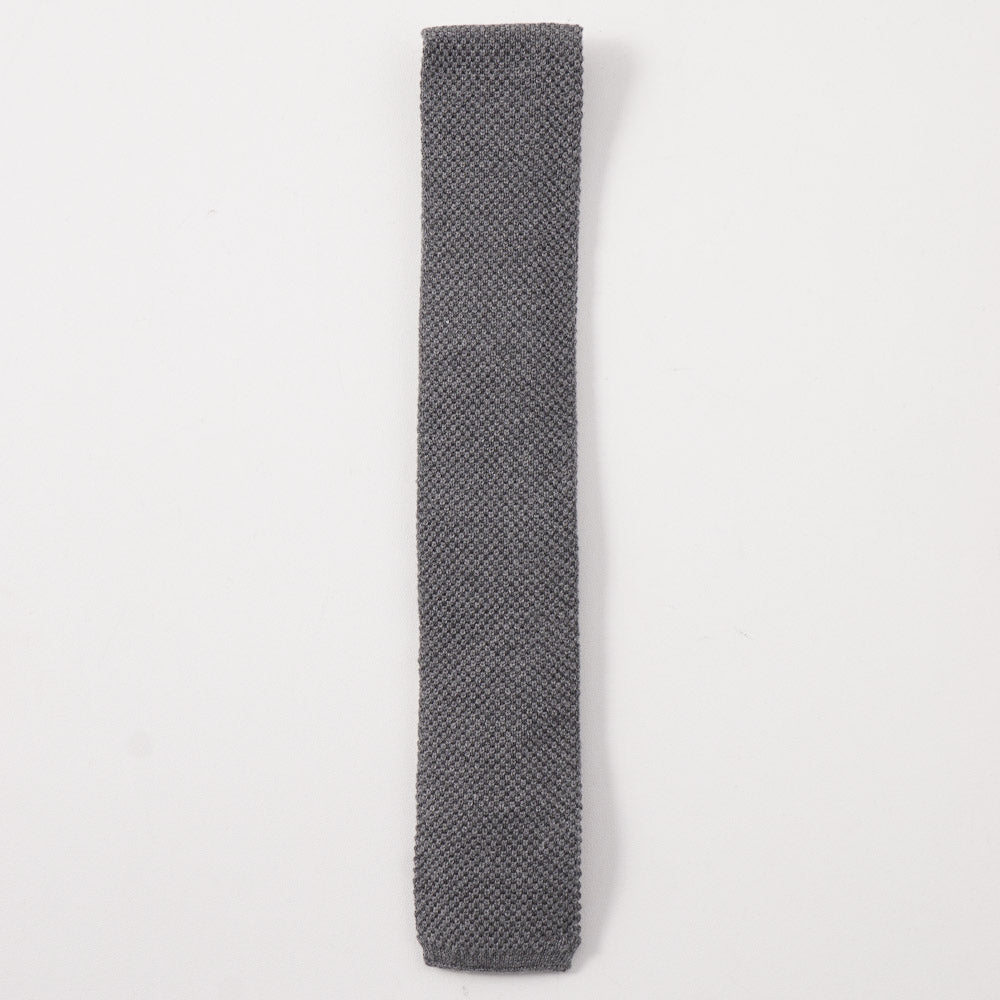 Brunello Cucinelli Medium Gray Cotton Knit Tie for Men - Premium Slim Necktie for Business, Wedding & Formal Occasions