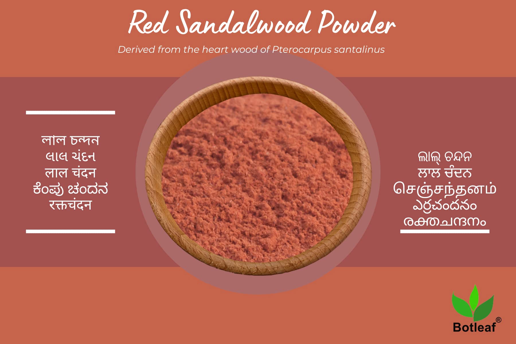 BOTLEAF 100% Pure Red Sandalwood Powder (100g) - Natural Skin Care for Brightening, Tan Removal & Glowing Face | Ayurvedic Raktha Chandan Face Mask for Fairness & Radiance | Perfect for DIY Beauty Treatments & Spa Days