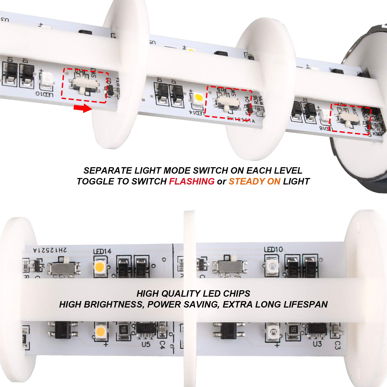 12-24V LED Stack Tower Lights - Industrial Warning & Andon Lights with Continuous/Flashing Modes - 1 Layer Column Signal Tower Indicator (No Buzzer) - Perfect for Factory Automation, Warehouse Safety & Equipment Status Monitoring