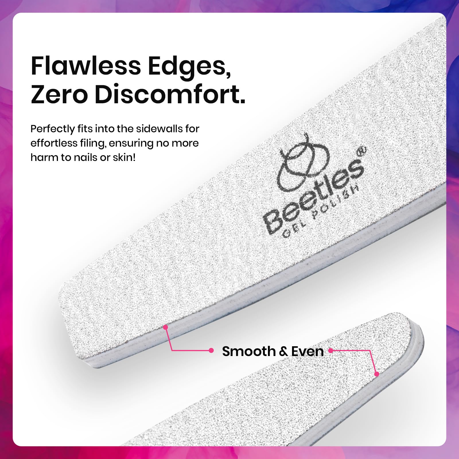 Beetles Professional Nail File and Buffer Set - 3 Pcs 100/180/240 Grit Nail Files for Acrylic, Gel & Natural Nails - Manicure Tools for Home Salon, DIY Nail Care - Perfect Gift for Women & Nail Enthusiasts (Use for shaping, smoothing, and polishing nails at home or professional salons)