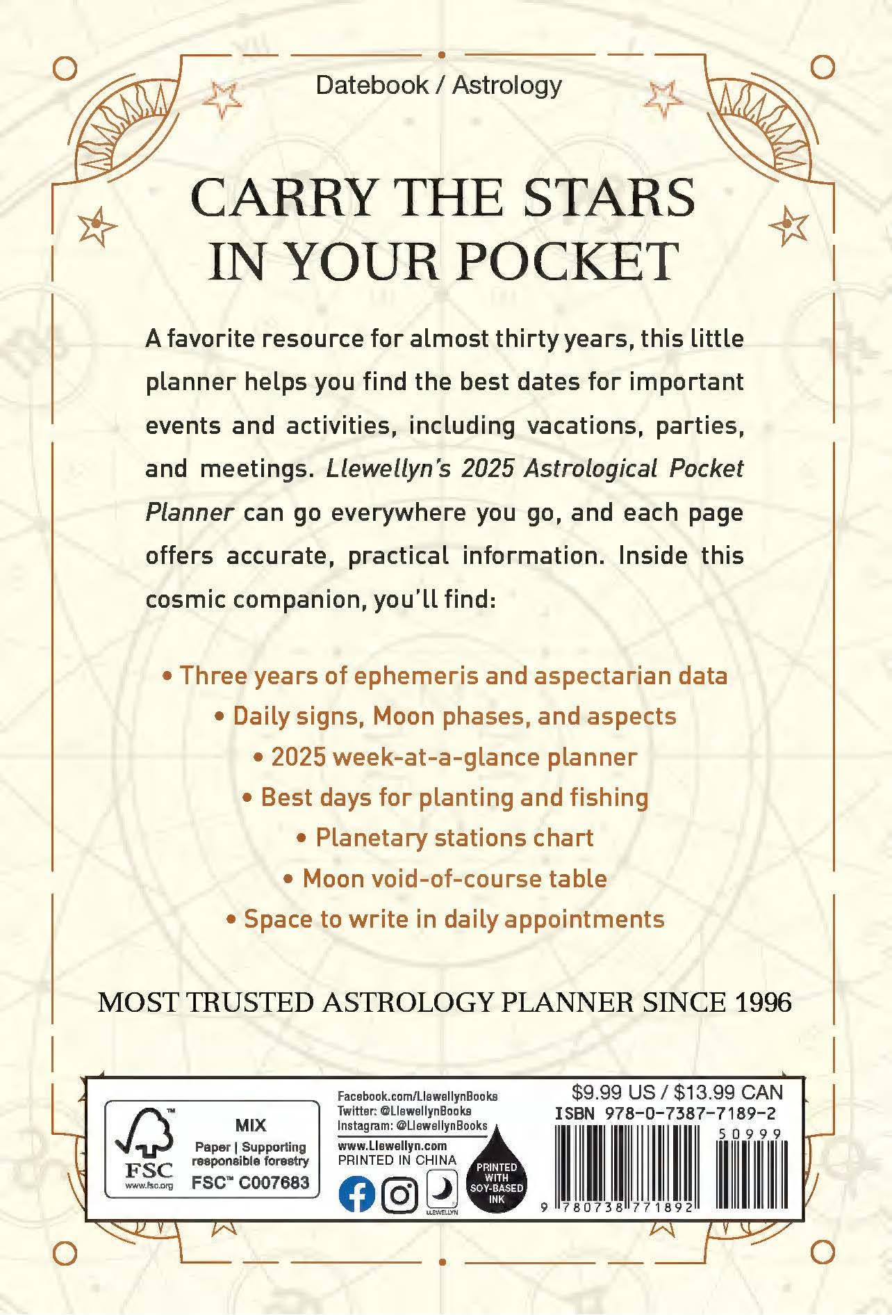 Llewellyn's 2025 Astrological Pocket Planner - Daily Ephemeris & Aspectarian 2024-2026 | Moon Phase Calendar, Zodiac Guide & Astrology Datebook | Perfect for Horoscope Tracking, Spiritual Journaling & Gift Giving