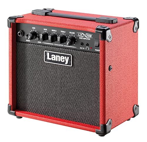 Laney LX15B-RED 15W Bass Guitar Combo Amplifier with 2x5