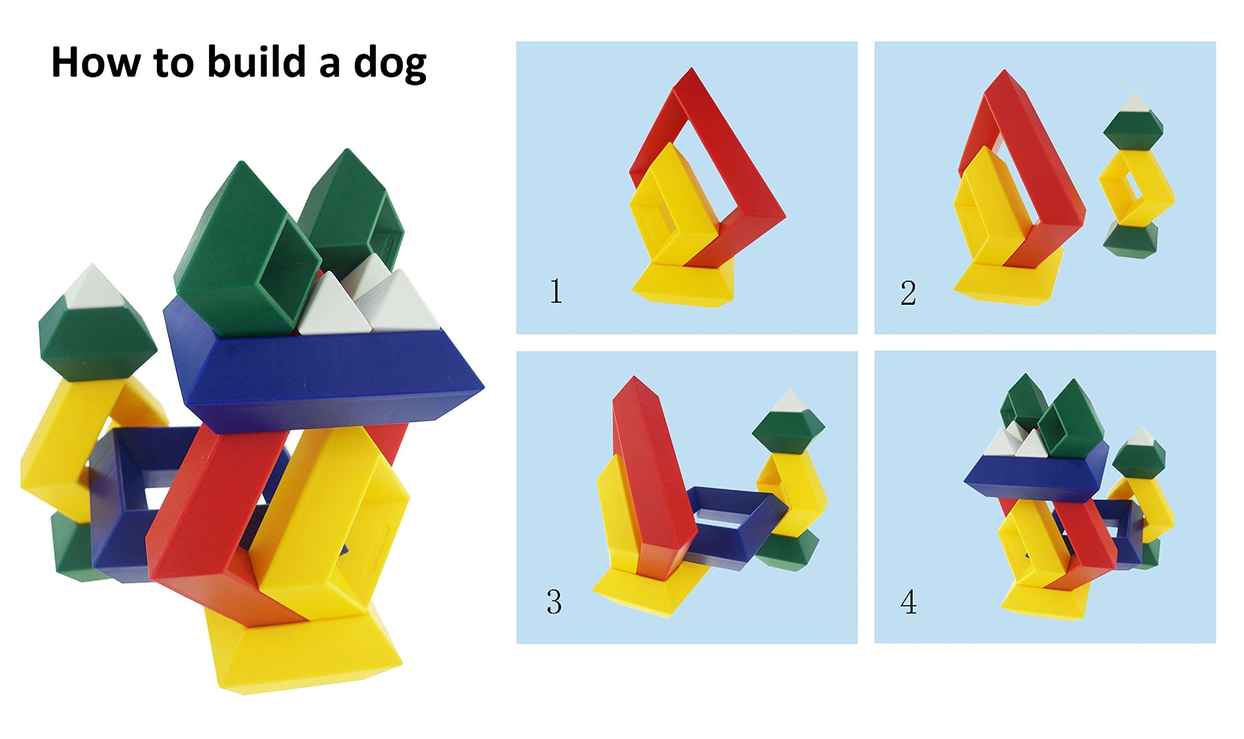 3D Pyramid Stacking Toy Building Blocks - Brain Teaser Puzzle for Kids & Adults - Creative Preschool Learning STEM Toys - Toddler Building Blocks for 3+ Year Old Boys & Girls - Perfect for Classroom, Birthday Gifts & Family Game Night