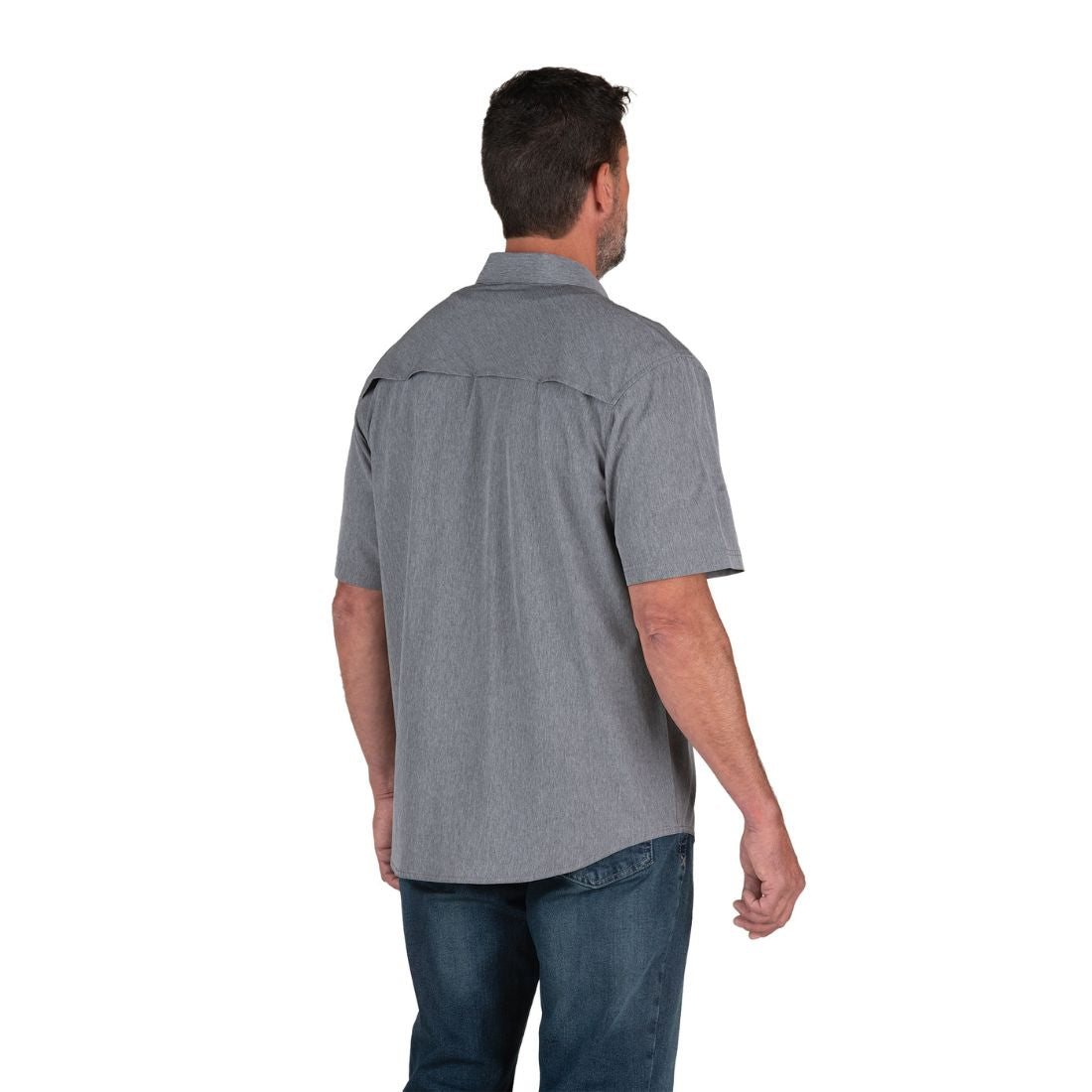 Berne Men's Flex 180 UPF 50+ Sun Protection Short Sleeve Button Down Shirt - Black Heather - Lightweight & Breathable for Outdoor Activities, Hiking & Summer Wear