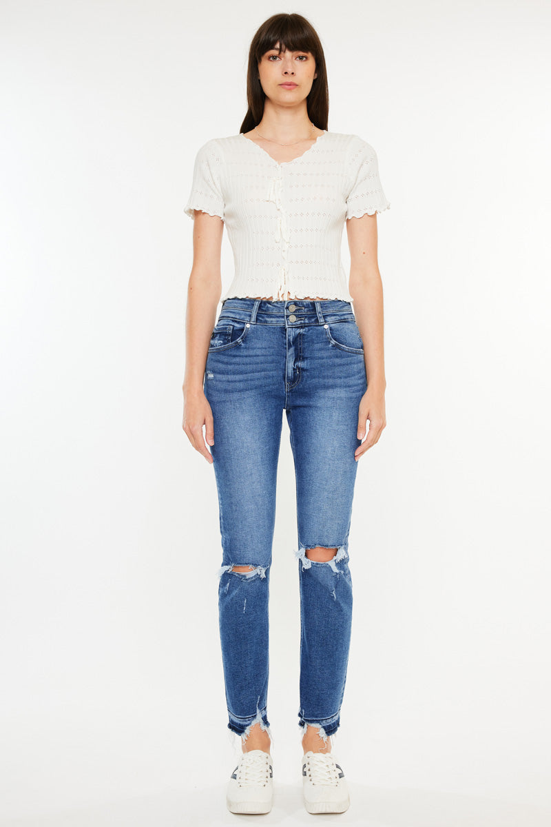 Pamela High Rise Slim Straight Leg Jeans for Women - Stretchy Denim Pants, Comfortable & Flattering Fit - Perfect for Casual Wear, Office, and Date Nights