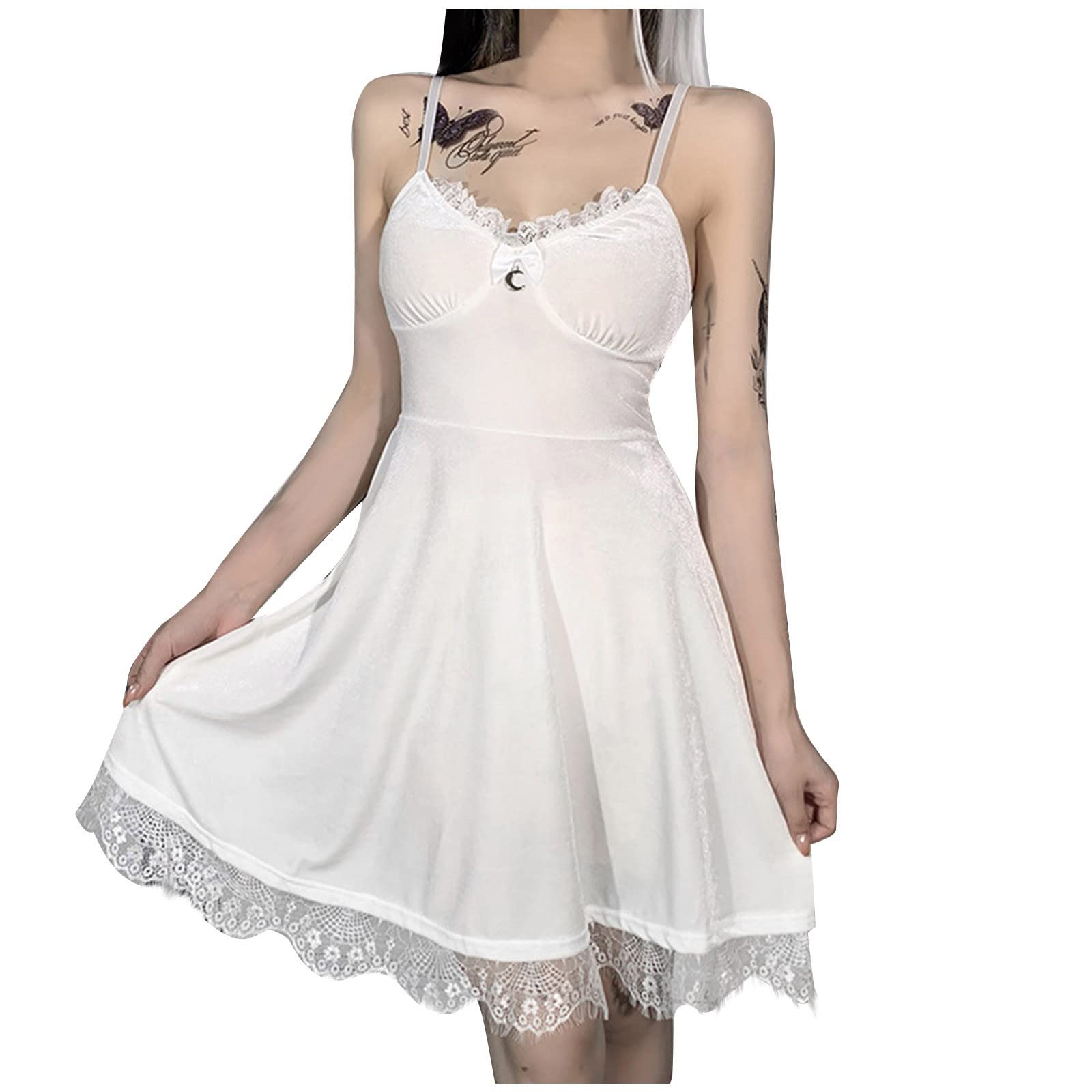 Sinzelimin Women's Gothic Punk Mini Dress - Sexy Open Back Mesh Stitching Party Dress for Evening Events | Breathable Clubwear for Concerts, Nightlife & Special Occasions