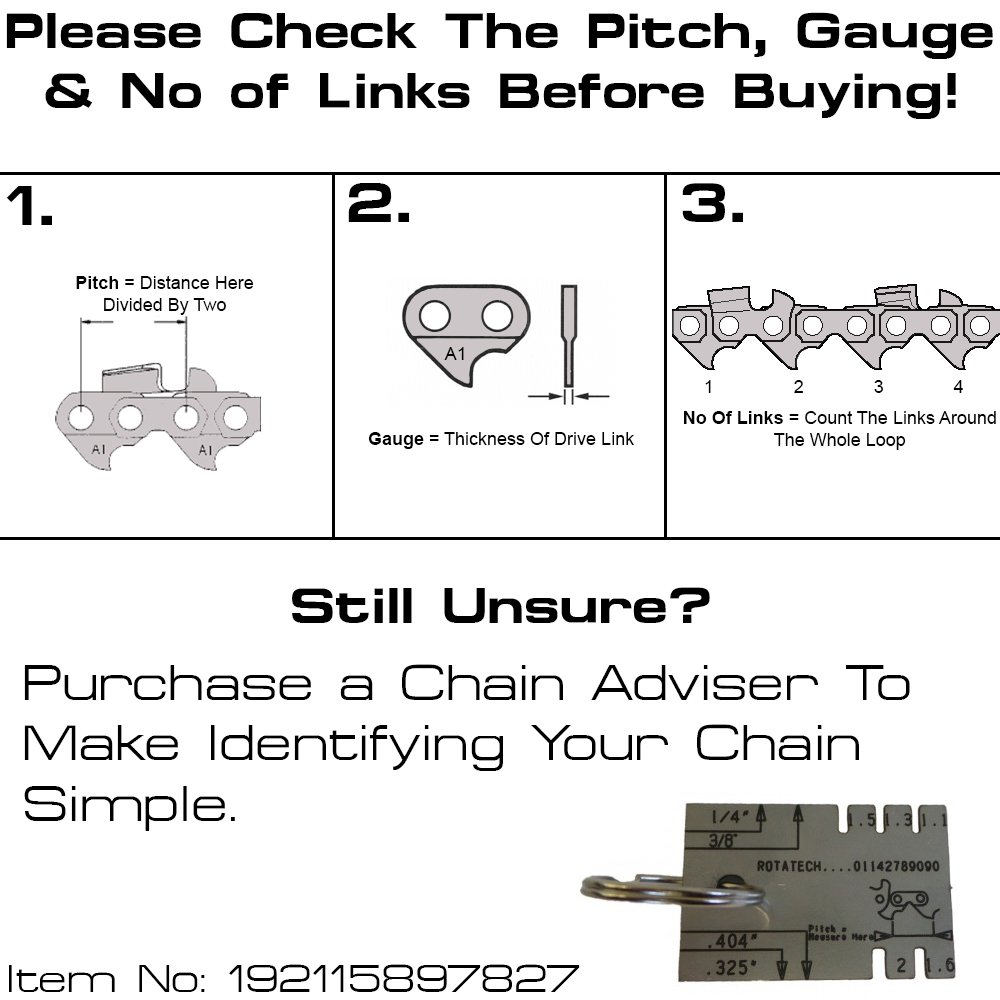 Rotatech Genuine 1.1mm Chainsaw Chain for AKE 35-19 S/AKE 35 S - Premium Replacement Chain for Wood Cutting & Tree Trimming