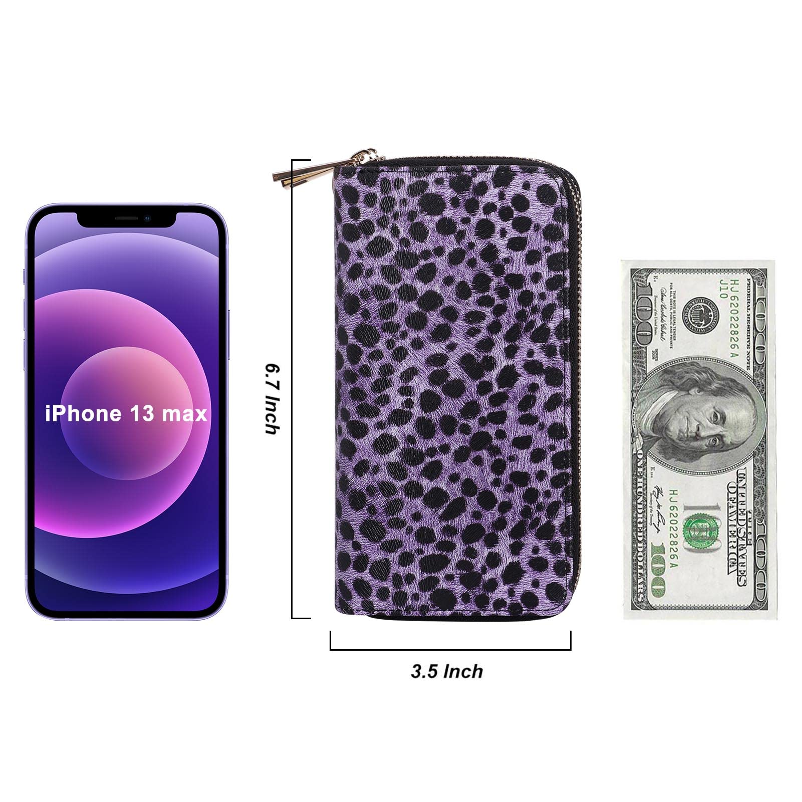 HAWEE Women's Double Zipper Wallet Clutch Purse with Phone Holder - RFID Blocking for Smartphone, Credit Cards, Coins & Cash - Perfect for Travel, Shopping & Everyday Use