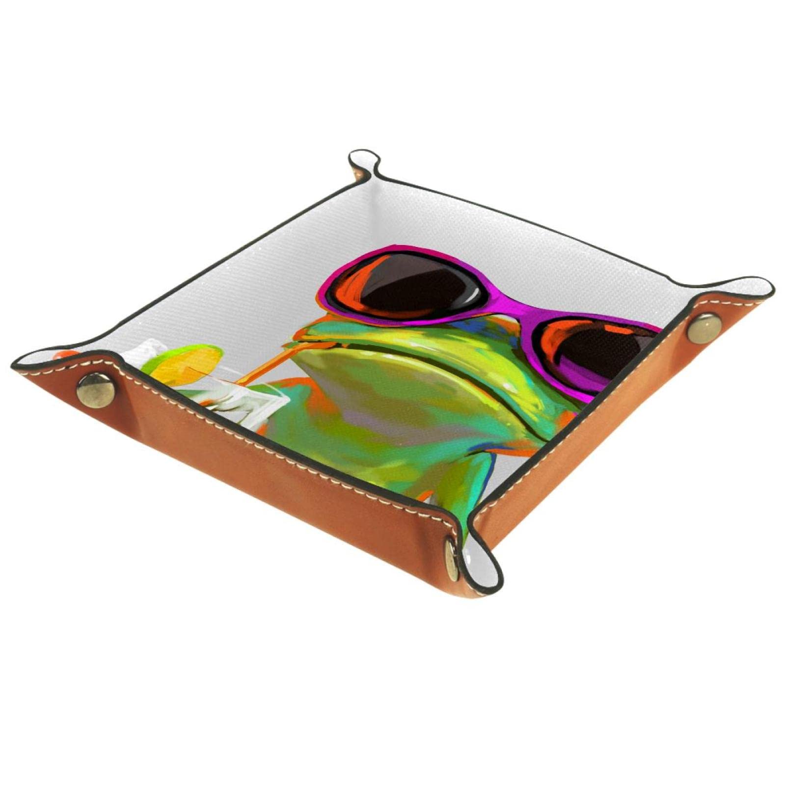 Premium PU Leather Dice Trays - Foldable Portable Dice Rolling Tray with Storage Box for RPG, DND, Board Games & Tabletop Gaming | Great for Travel, Parties & Game Nights (Frog Design)