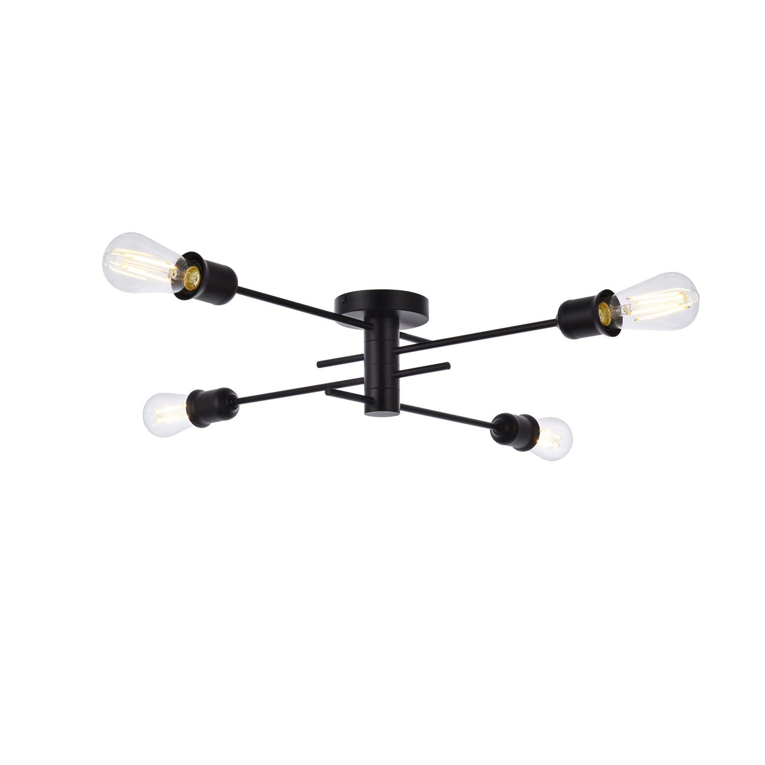 Xavier 4-Light Black Flush Mount Ceiling Light Fixture - Modern Lighting for Bedroom, Hallway & Kitchen