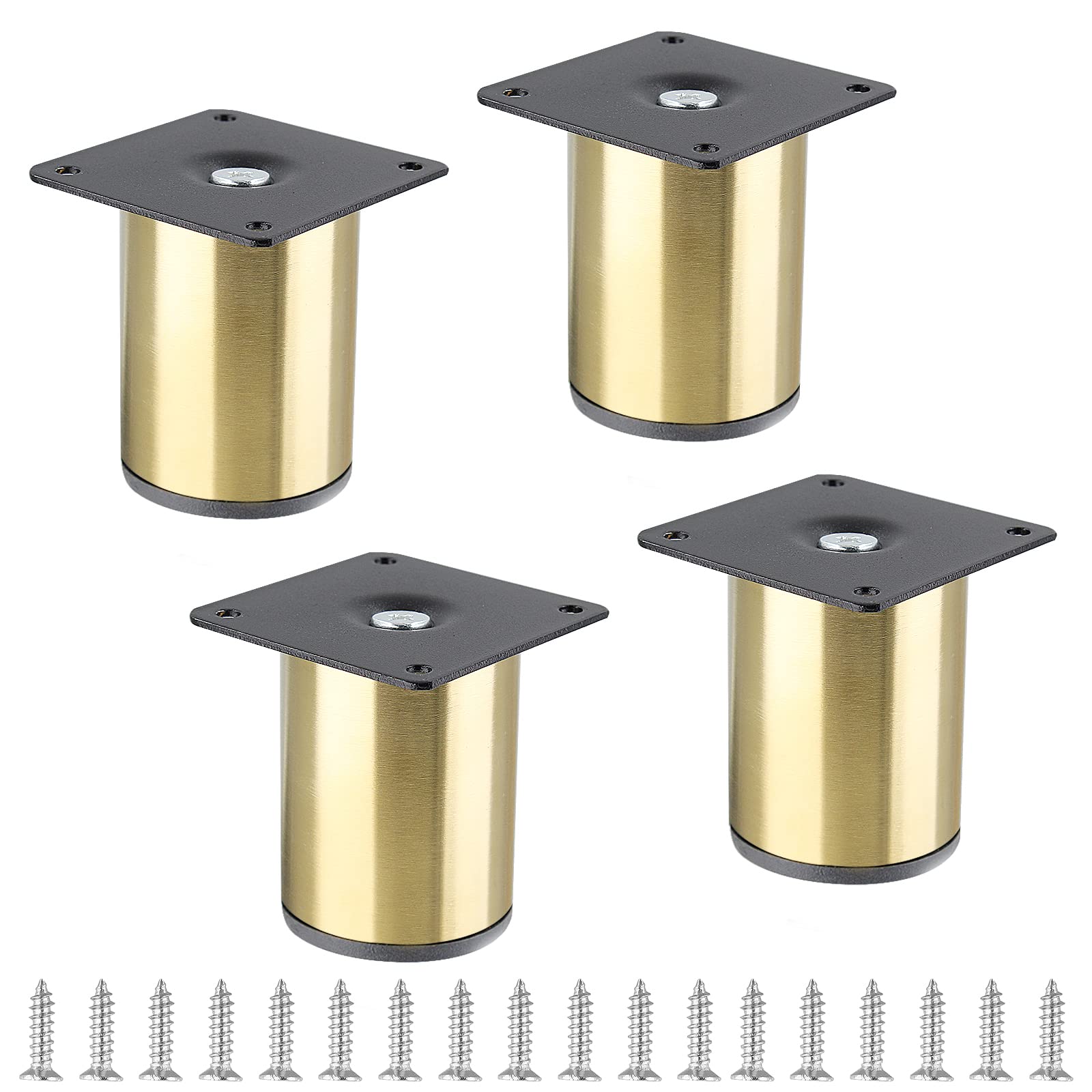 4-Pack Stainless Steel Furniture Legs 3 Inch (80mm) - Gold Cabinet Feet for Sofa, Vanity Desk, Dresser, Shelf, Futon, Coffee Table & Nightstand | Durable Replacement Couch Legs & Ottoman Supports for Home & Office Furniture