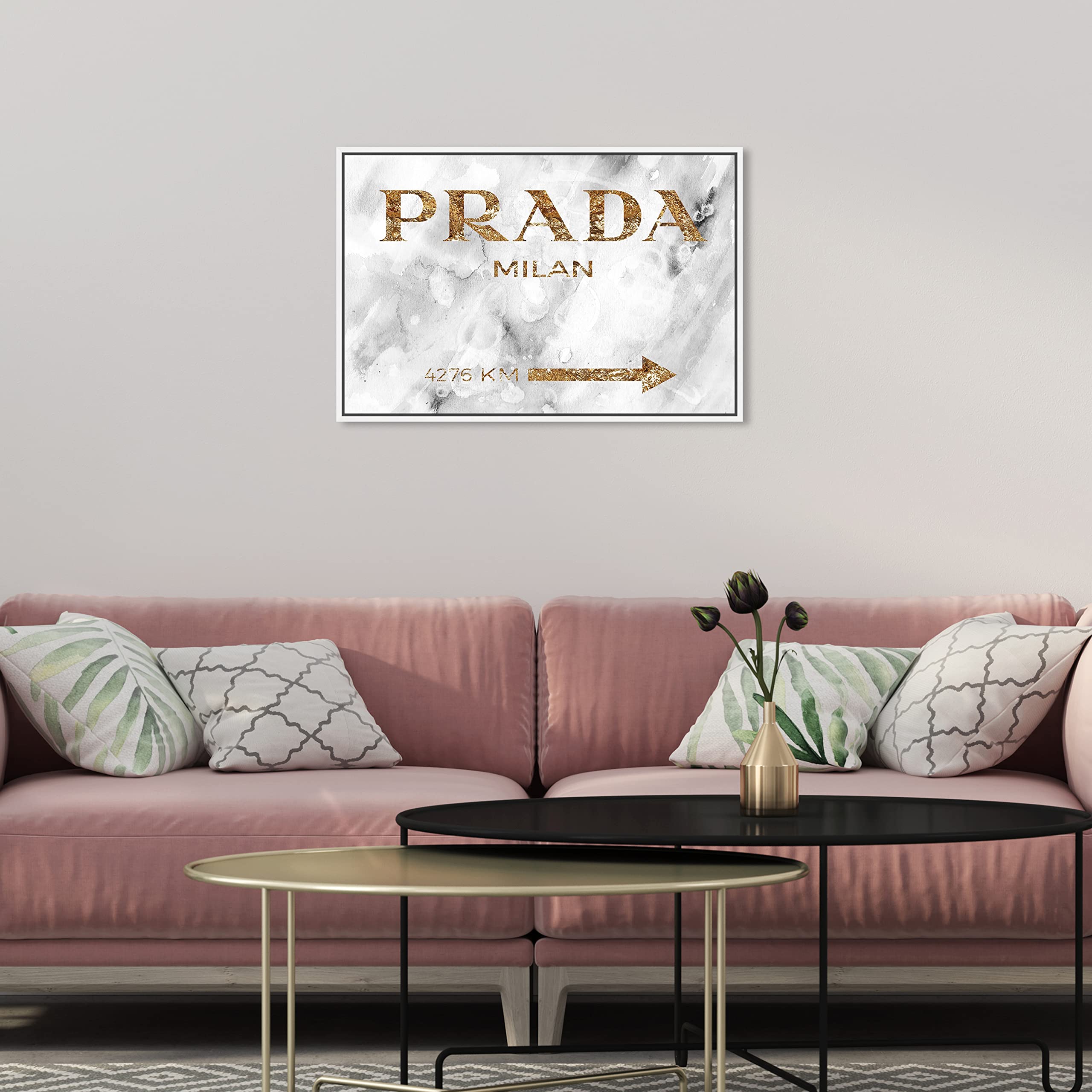 Oliver Gal Artist Co. Contemporary 16x24 Inch Milan Gold Framed Canvas Wall Art - Elegant Home Decor for Living Room, Bedroom & Office