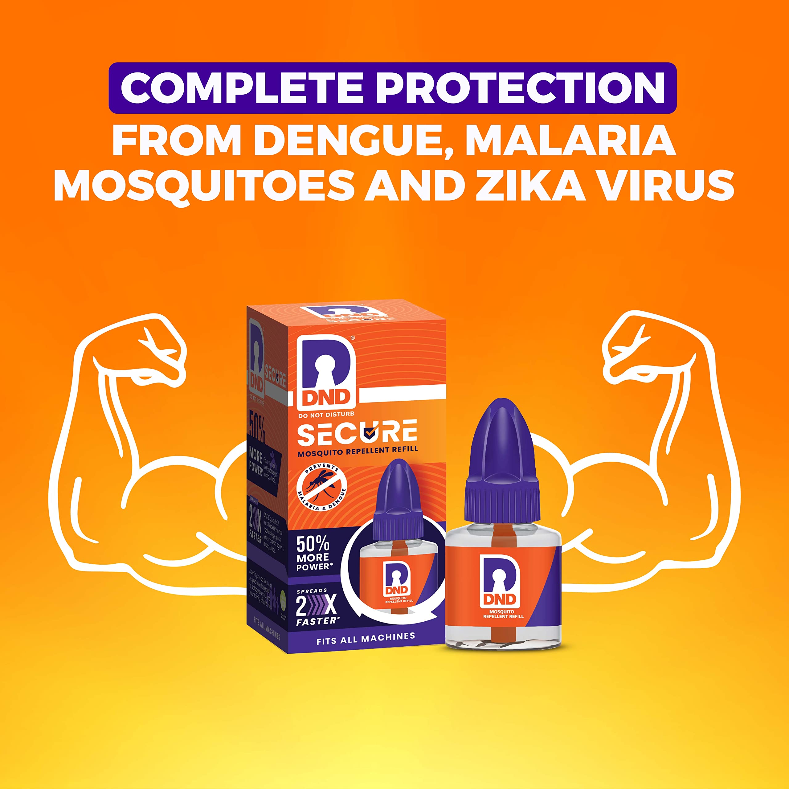 Powerful DND Secure Mosquito Repellent Refill Liquid Vaporizer - 50% Extra Strength (Orange & Violet, 45ml x 6 Pack) | Long-Lasting Protection for Home, Bedroom, Office & Outdoor Use