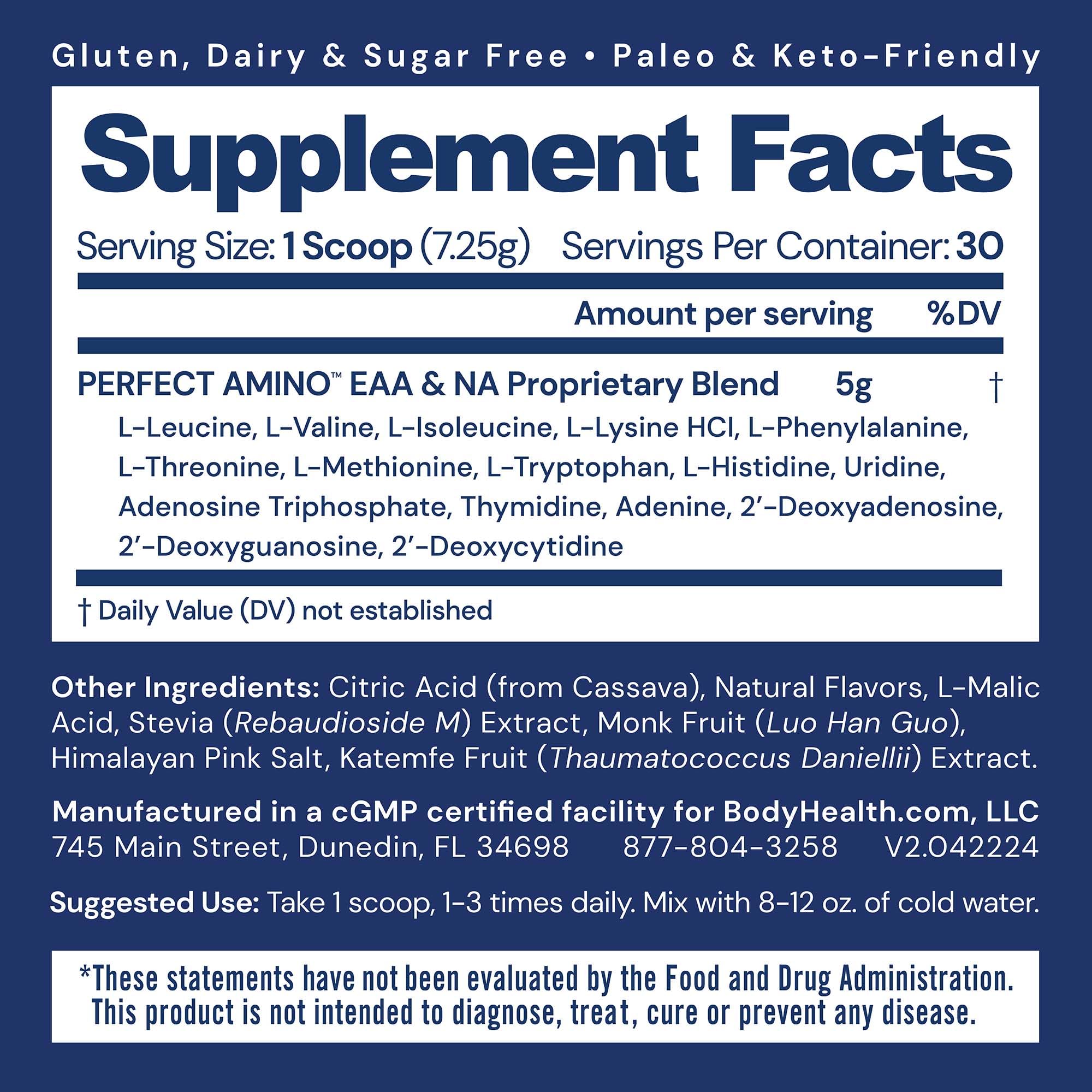 BodyHealth PerfectAmino Powder - BCAA & EAA Supplement for Pre & Post Workout - Amino Acid Energy Drink for Muscle Growth & Recovery - Strawberry Flavor (120 Servings) | Ideal for Gym, Fitness & Athletic Performance